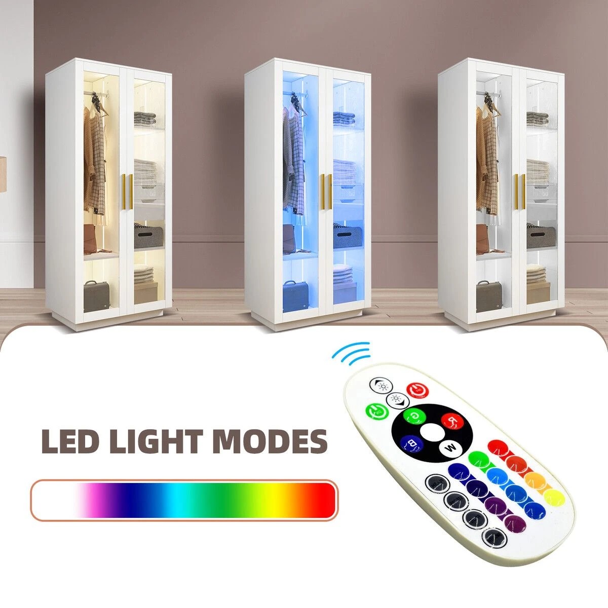 8 LUXSUITE LED Wardrobe Cabinet Armoire Closet Clothes Organiser, 8 of 9