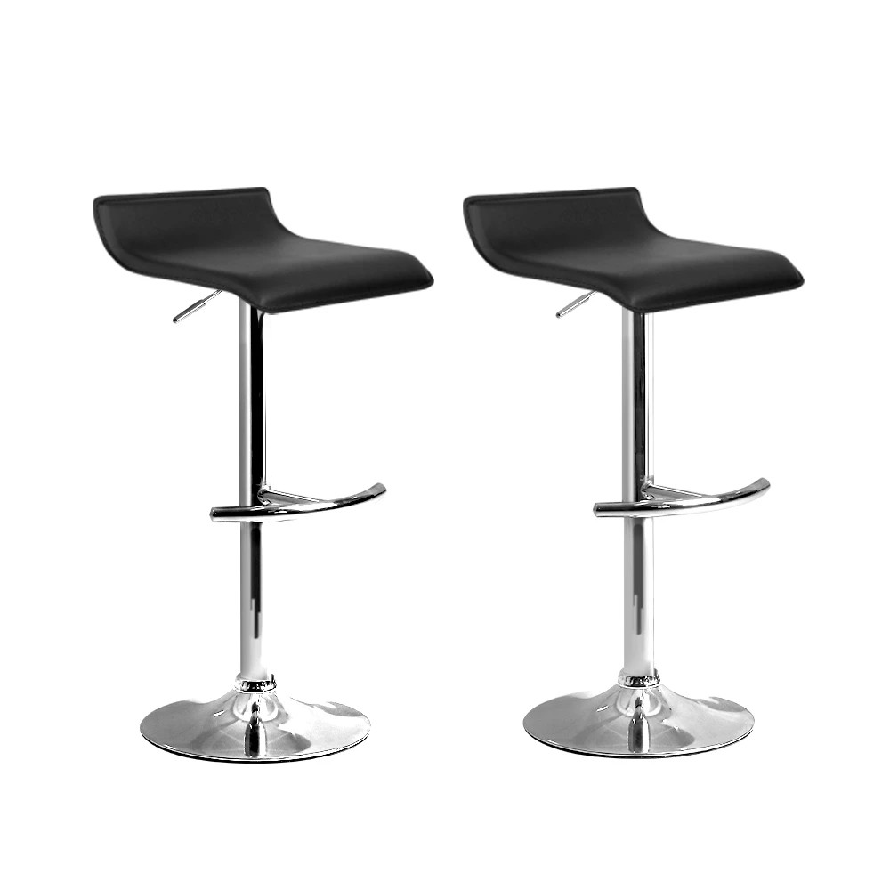 1 Artiss 2x Bar Stools Adjustable Gas Lift Chairs - Black, 1 of 8