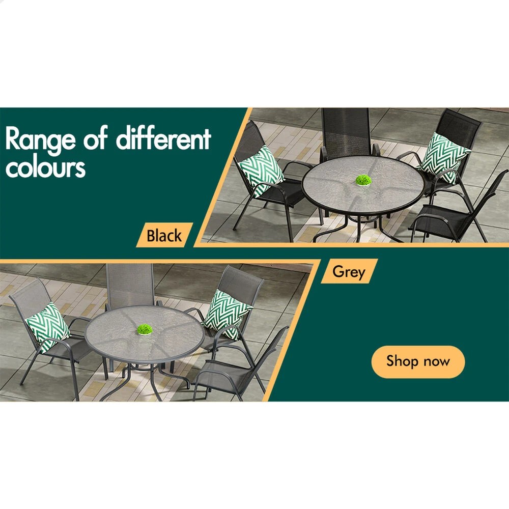 10 Alfordson 5PCS Outdoor Dining Set Table and Chairs Patio Furniture Round - Grey, 10 of 10