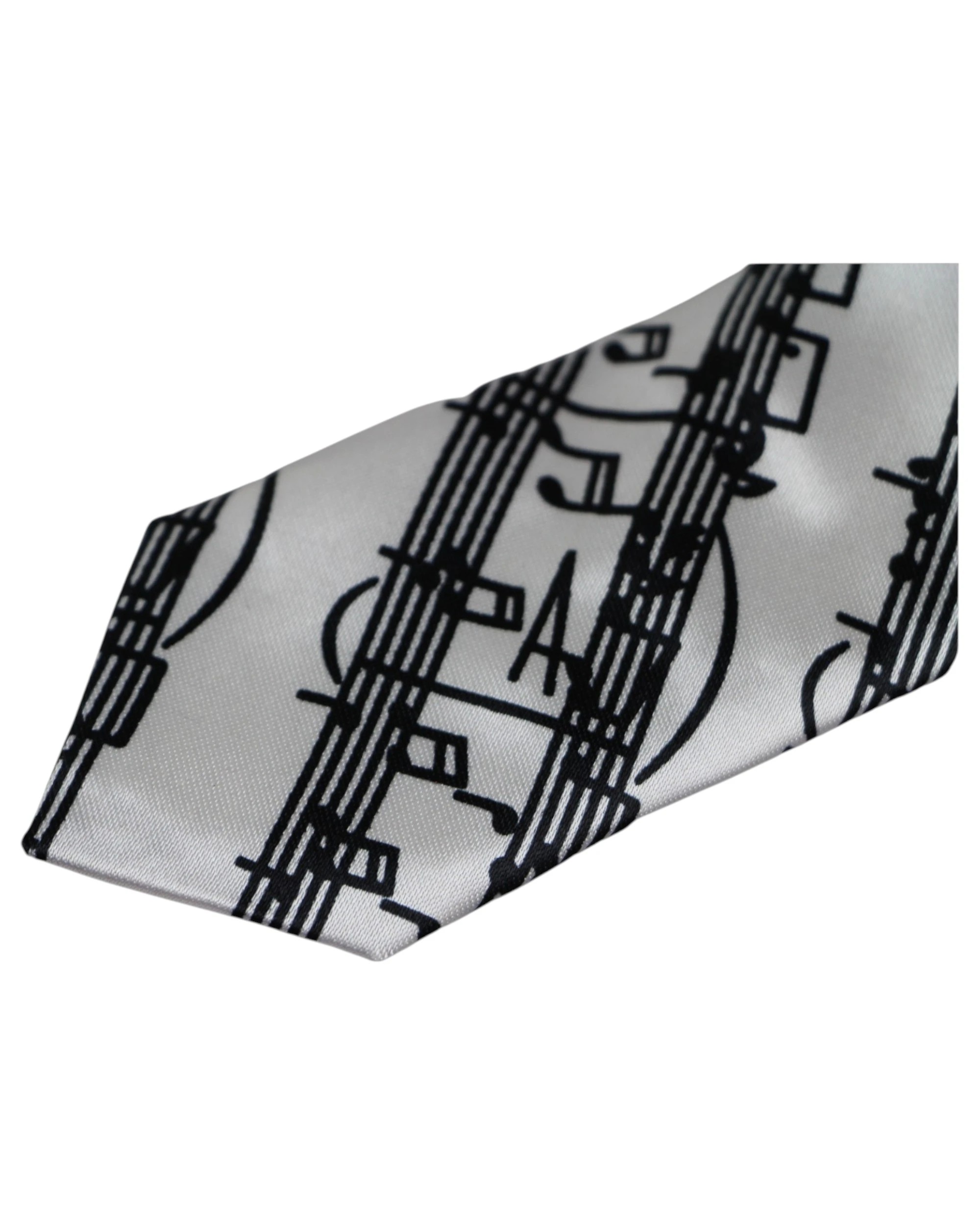 2 Zasel Mens White & Black Sheet Music 5cm Skinny Neck Tie - Multi, 2 of 3