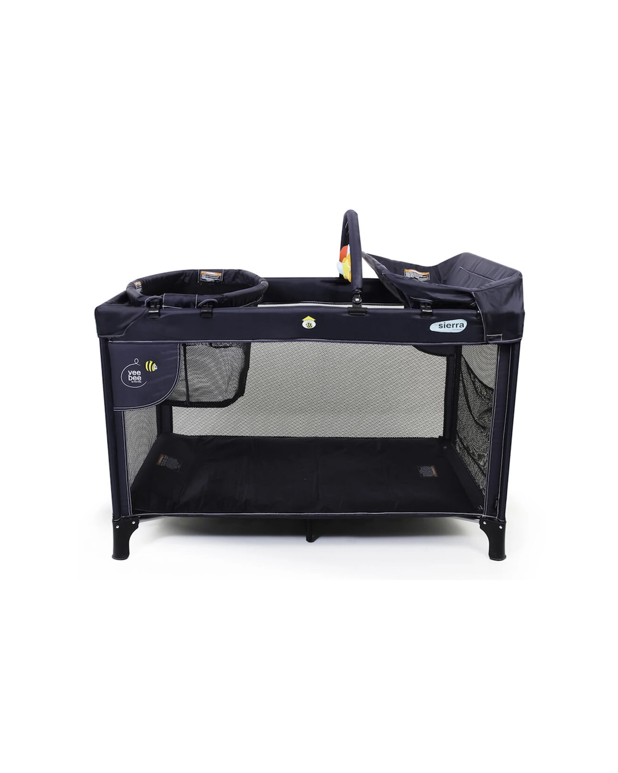 2 Vee Bee Sierra 120cm Portacot Baby Crib With Bassinet Toybar - Grey, 2 of 2