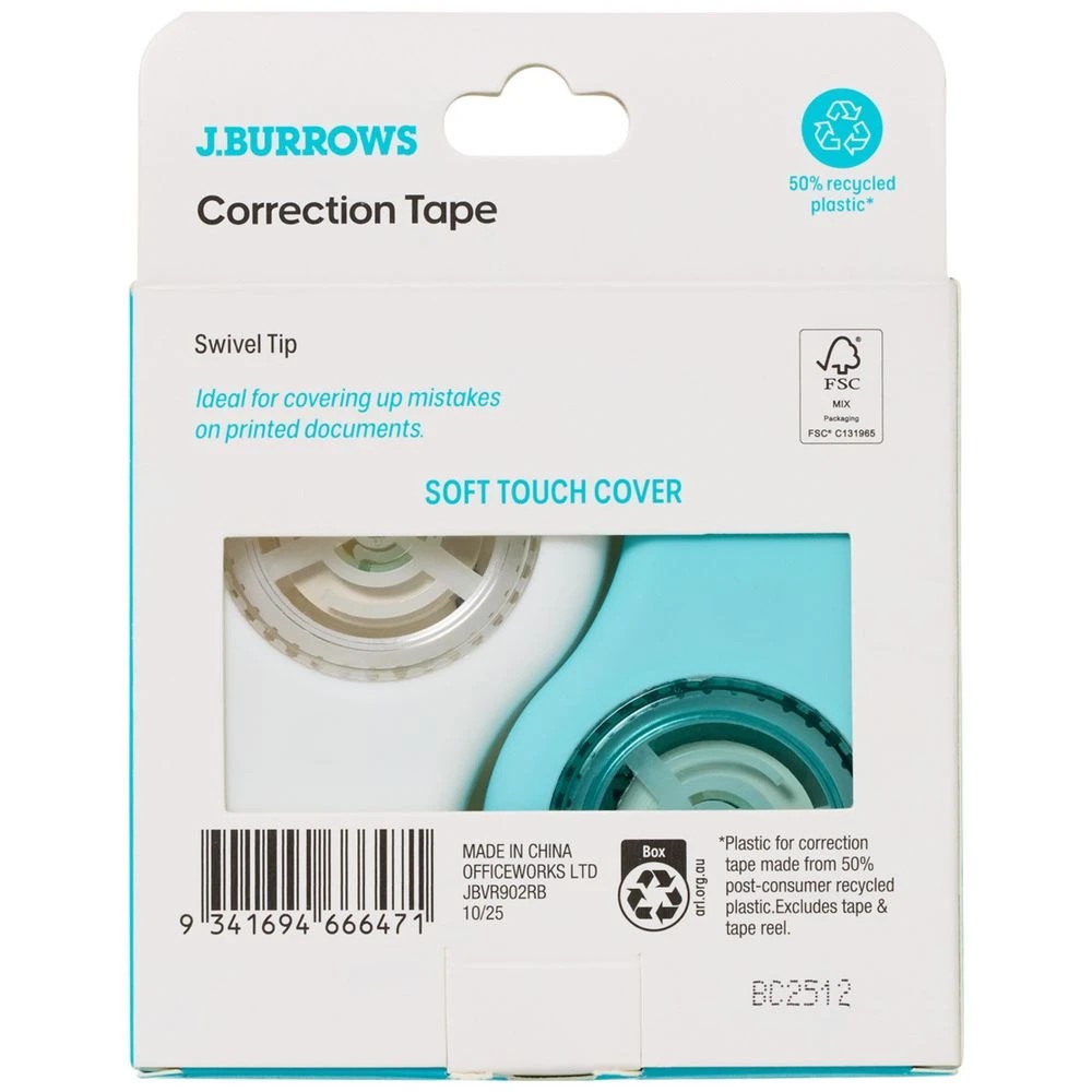 4 J.Burrows Correction Tape 5mm x 8m 2 Pack, 4 of 4
