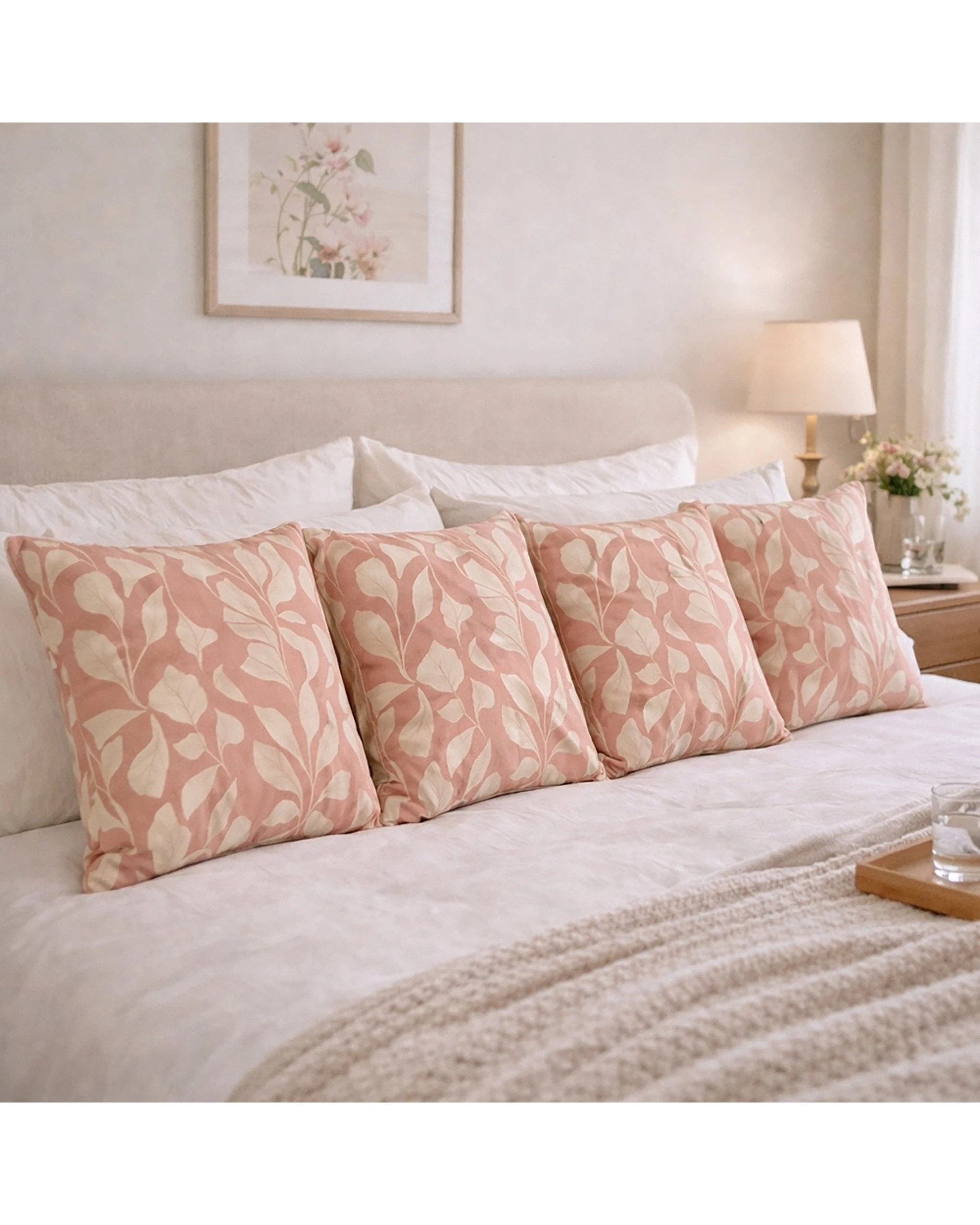 4 Urban Style Cushion Decorative Throw Pillow Terracotta Leaves 45x45cm - Orange, 4 of 6