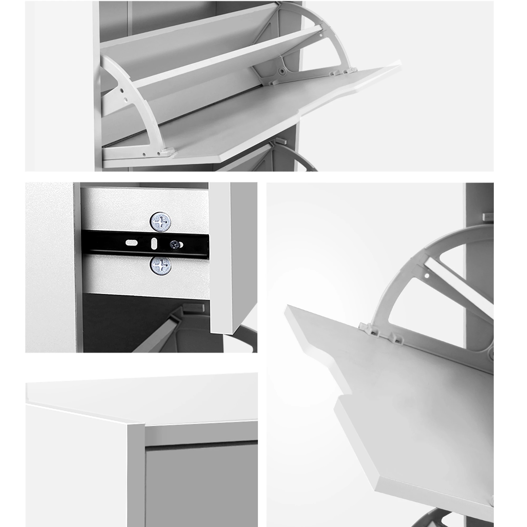 6 Artiss 2x Shoe Cabinet Organiser 3 Flip Drawer Adjustable Shelf High Gloss - White, 6 of 8