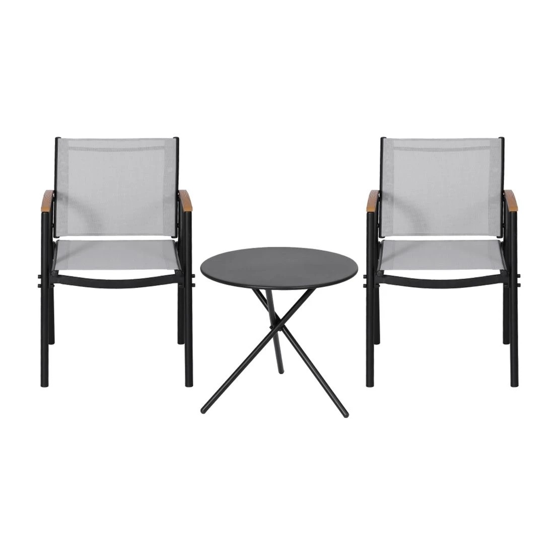 3 Gardeon 3PC Outdoor Bistro Set Table and Chairs Steel Dining Chair Patio - Grey, 3 of 6