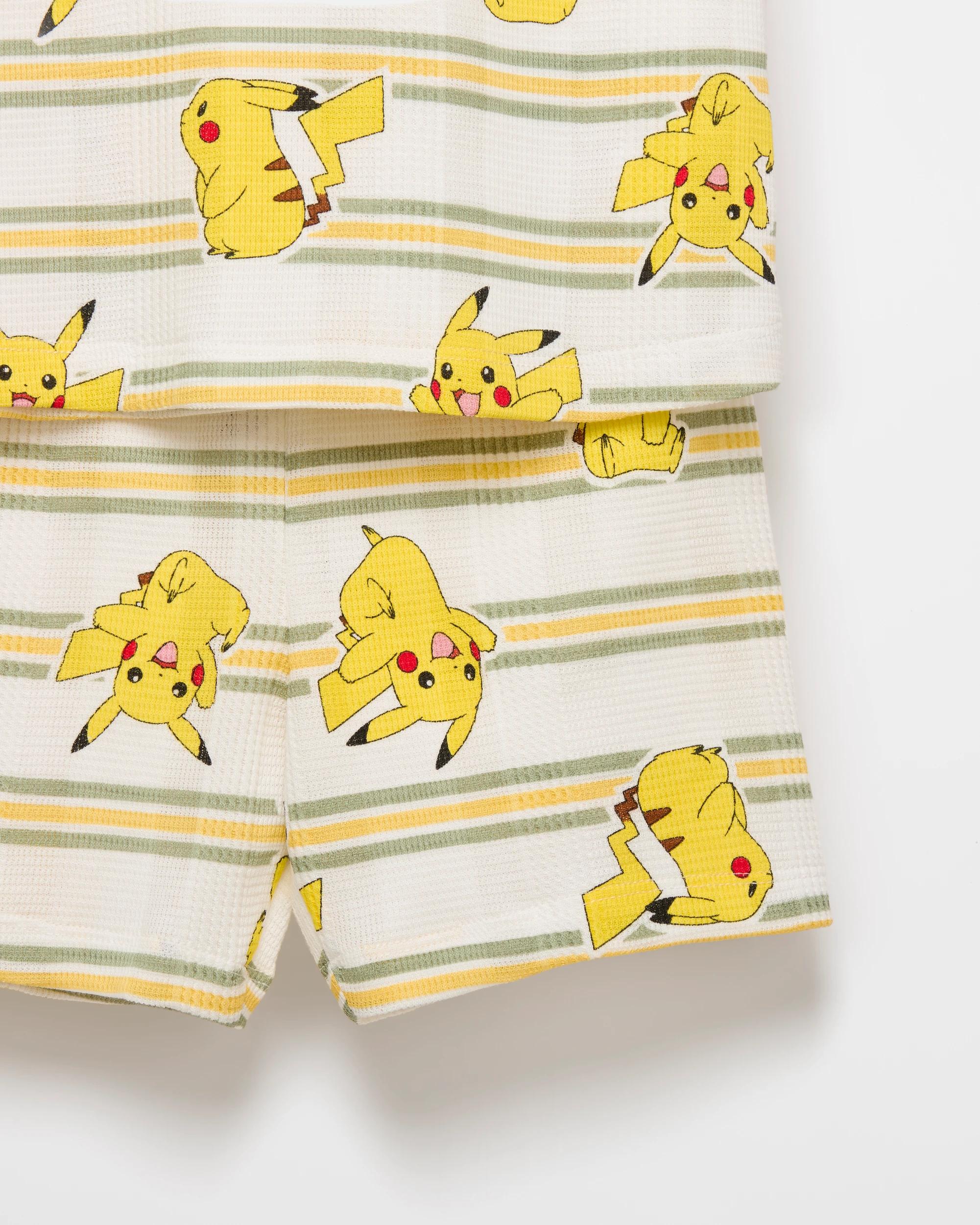 2 Pokemon Cotton Print Younger Boys Waffle’ Pyjama Set MULTI, 2 of 3