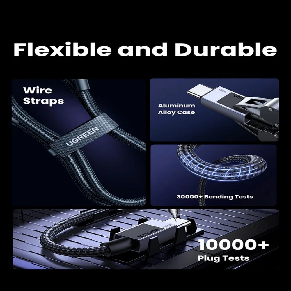 2 UGREEN USB-C to USB-C 5A/100W Braided Cable 2M Space Grey, 2 of 6