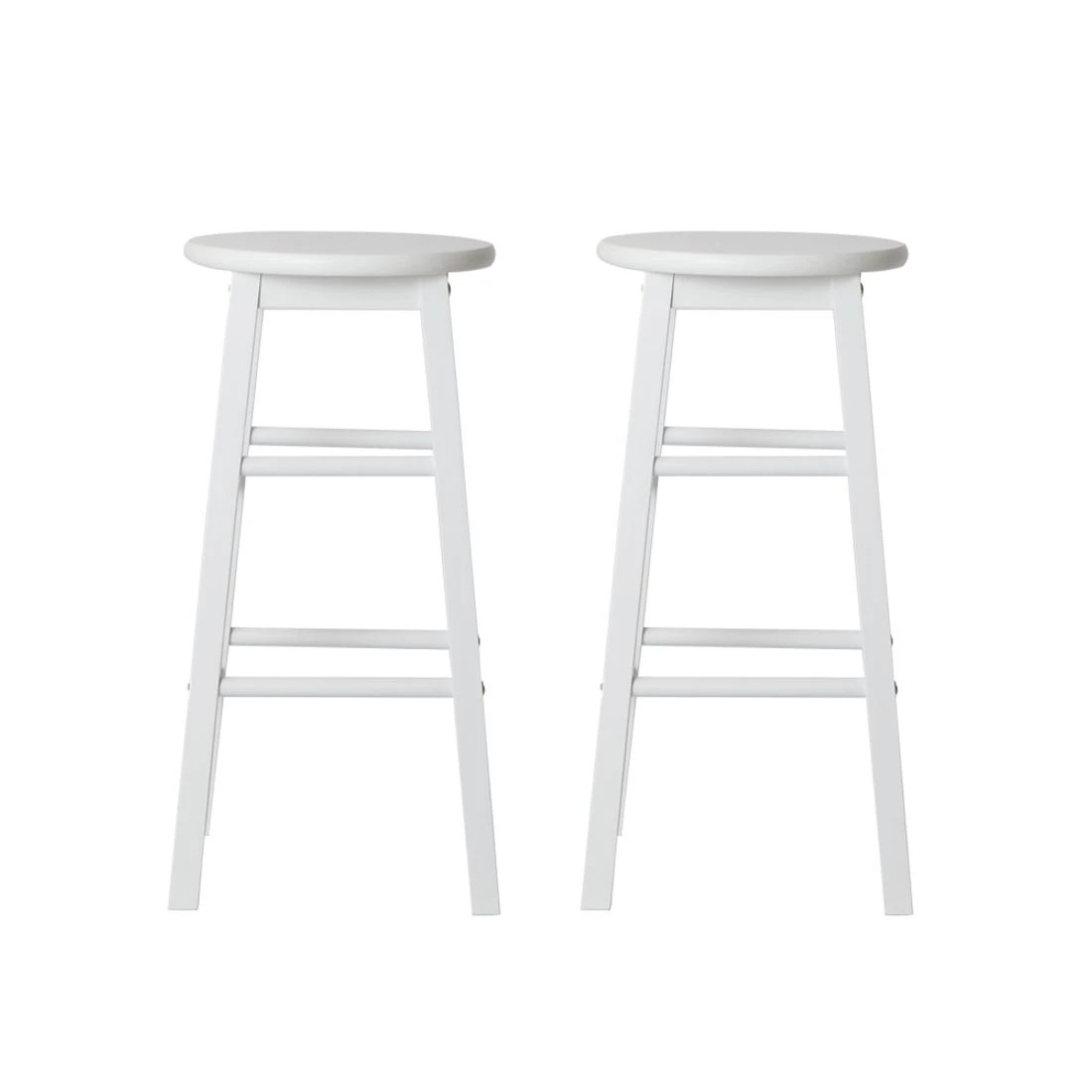 4 Artiss 2x Bar Stools Round Chairs Wooden - White, 4 of 9