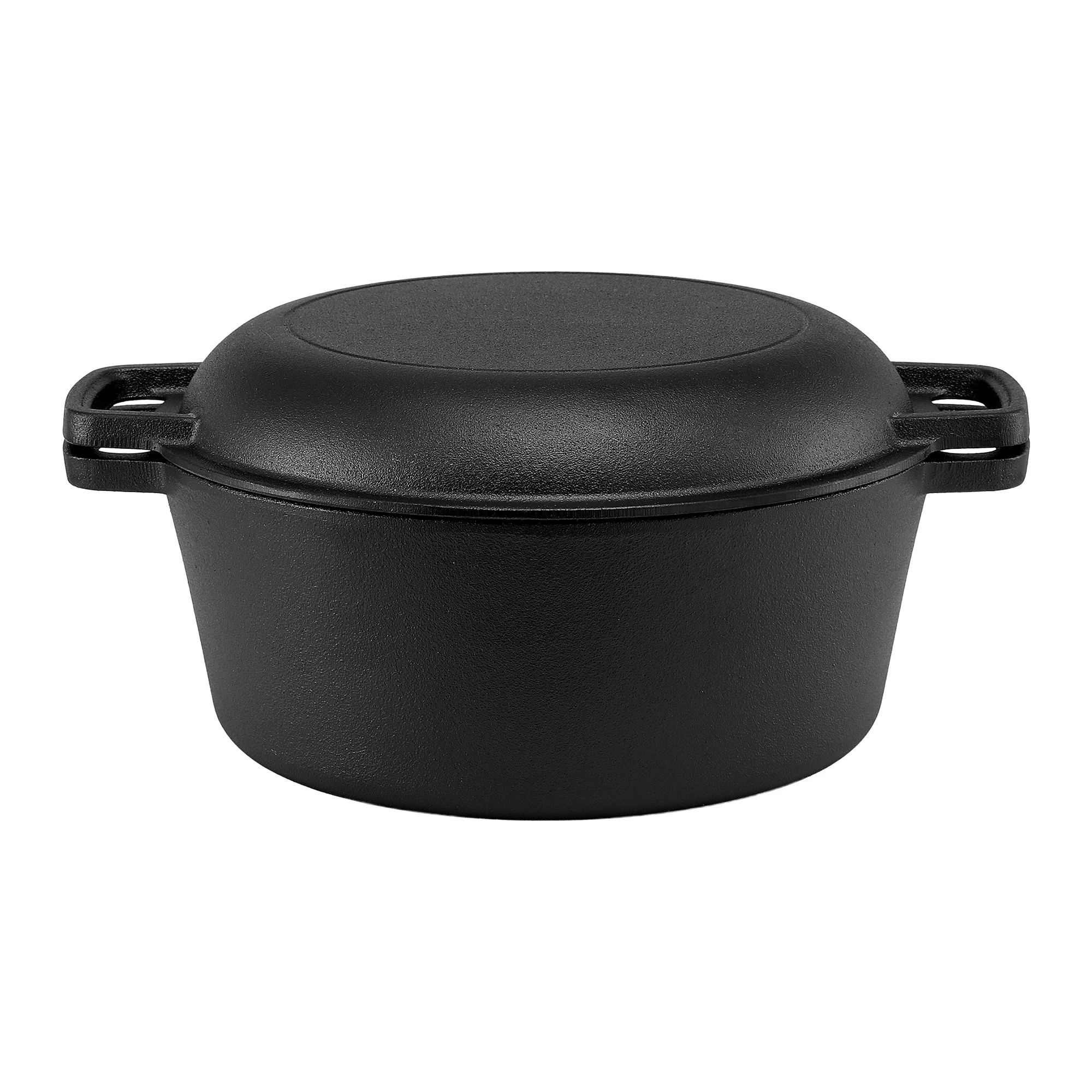 3 5-Star Chef 5L 2-In-1 Pre-Seasoned Cast Iron Dutch Oven Pot with Lid and Dual Handles - Black, 3 of 9