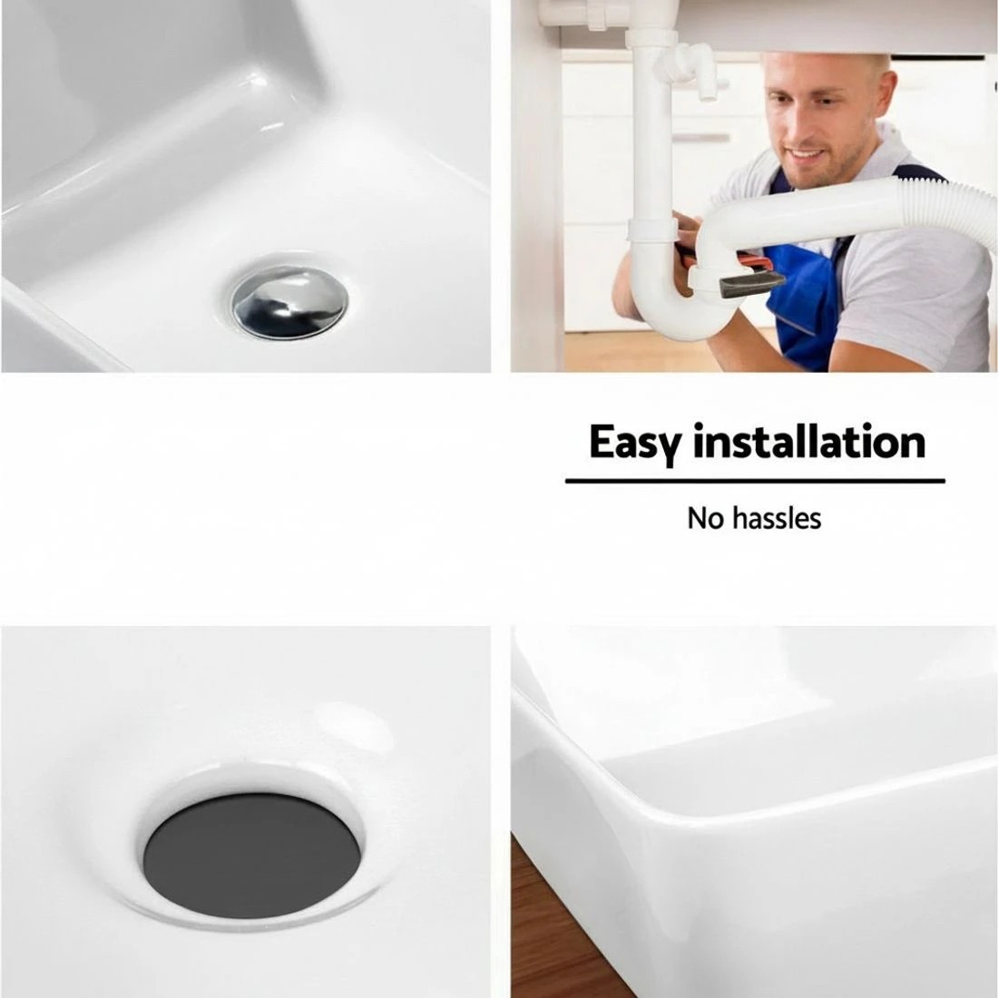 6 Cefito Bathroom Basin Ceramic Vanity Sink Hand Wash Bowl 48x37cm - White, 6 of 7