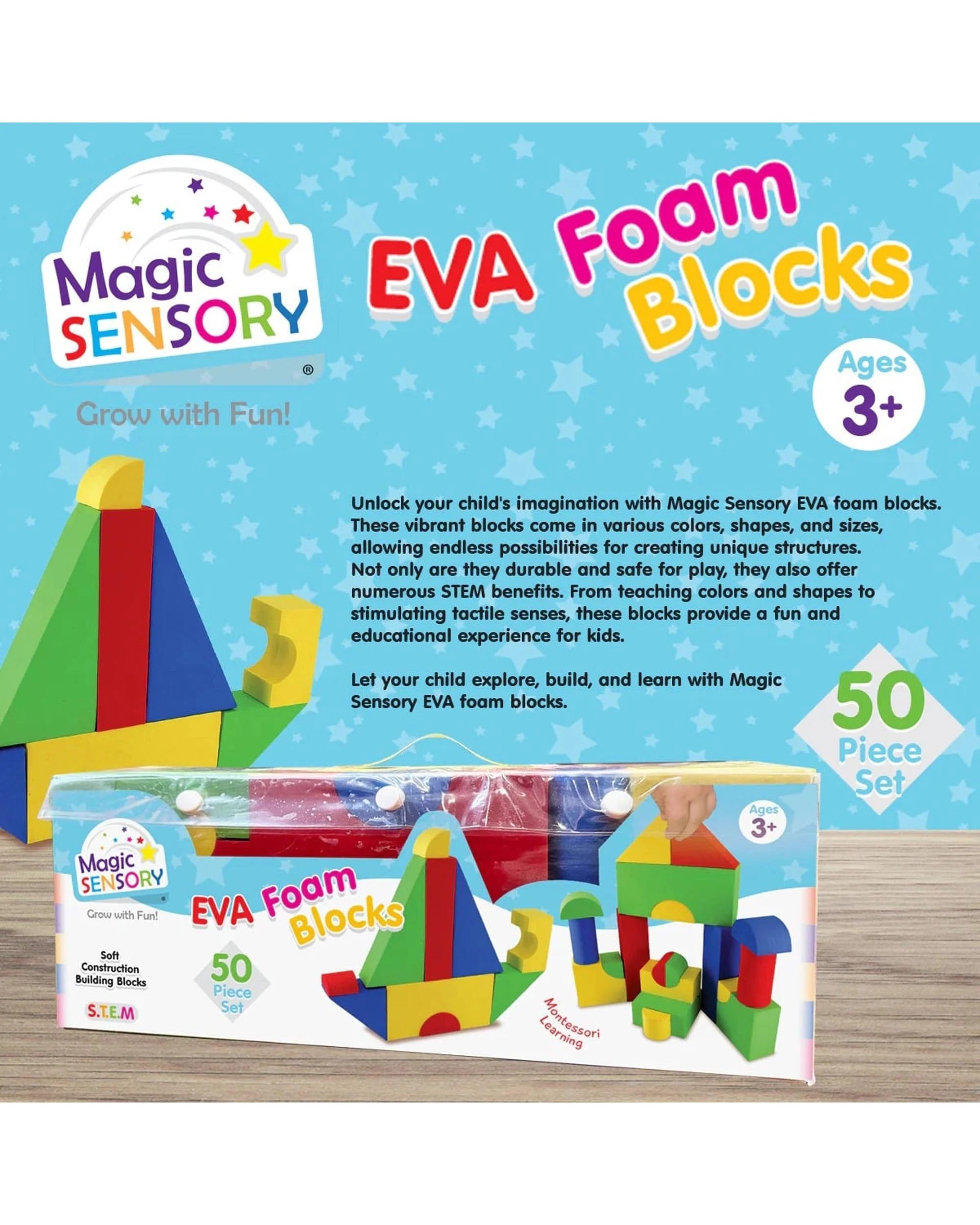 3 Magic Sensory EVA Foam Building Blocks 50 Piece Set, 3 of 5