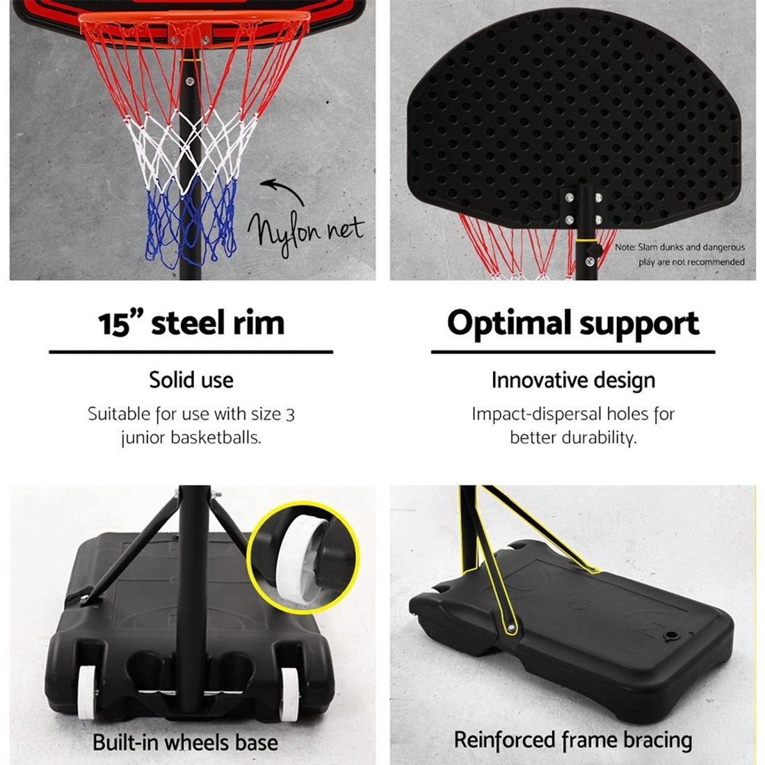 3 Everfit 2.1M Basketball Hoop Stand System Adju Portable Pro Kids - Multi, 3 of 7