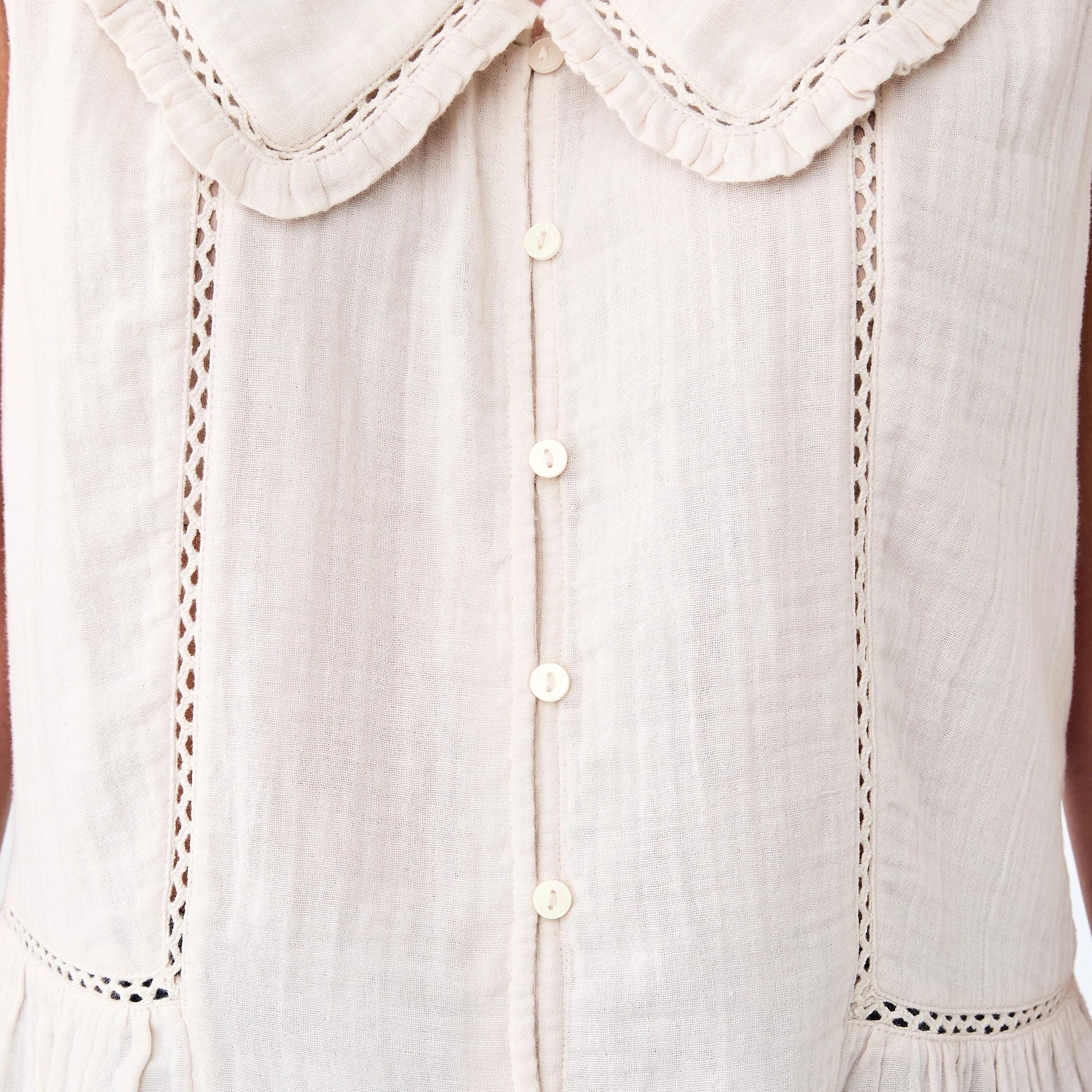 6 Sleeveless Collared Frill Top Nat Beige, 6 of 7