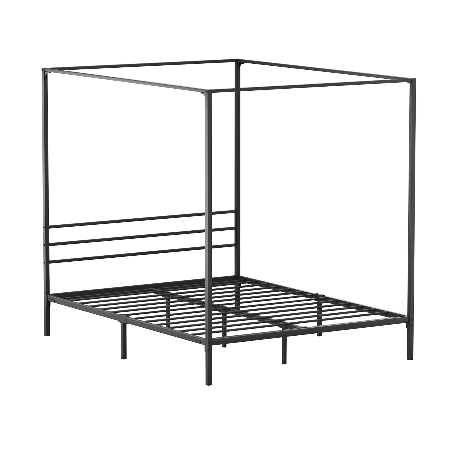 6 Oikiture Metal Canopy Bed Frame Queen Size Beds Platform
 - Black, 6 of 9