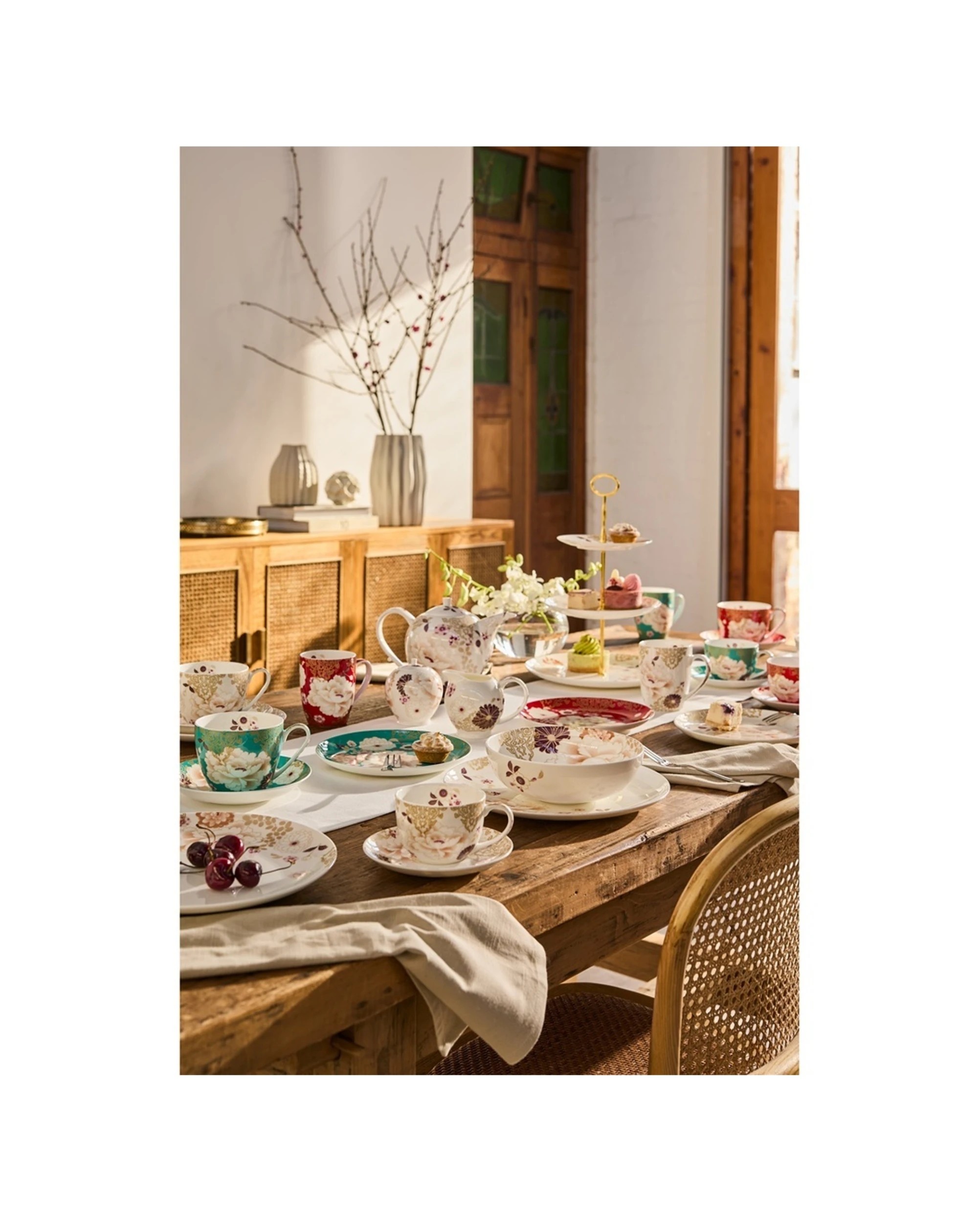 4 Maxwell Williams 4x Kimono Cup and Saucer Bone China Set 480ml - Multi, 4 of 4