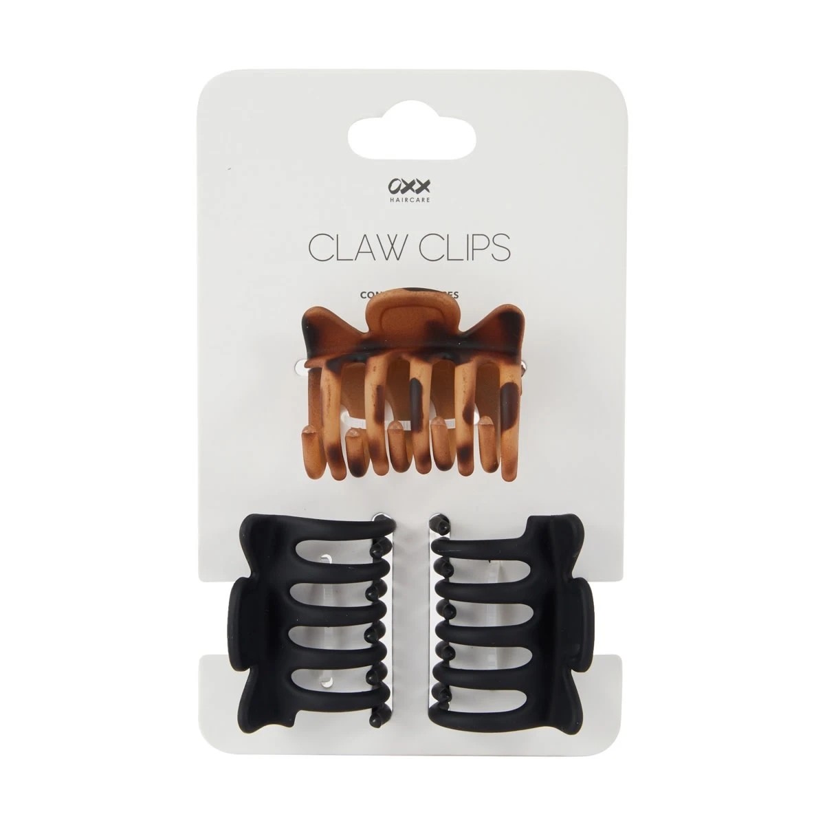 3 OXX Haircare 3 Piece Black and Tort Claw Hair Clips, 3 of 3
