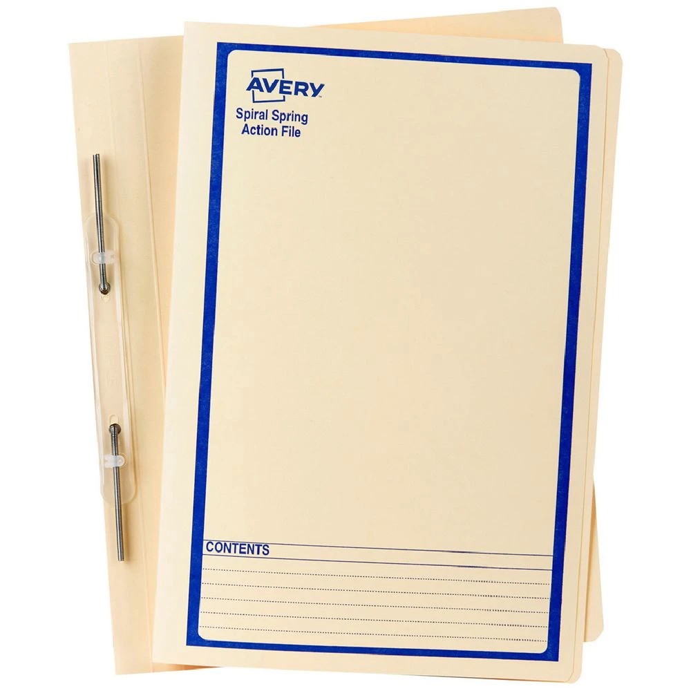 1 Avery Foolscap Spiral Spring File Buff with Blue Print, 1 of 5