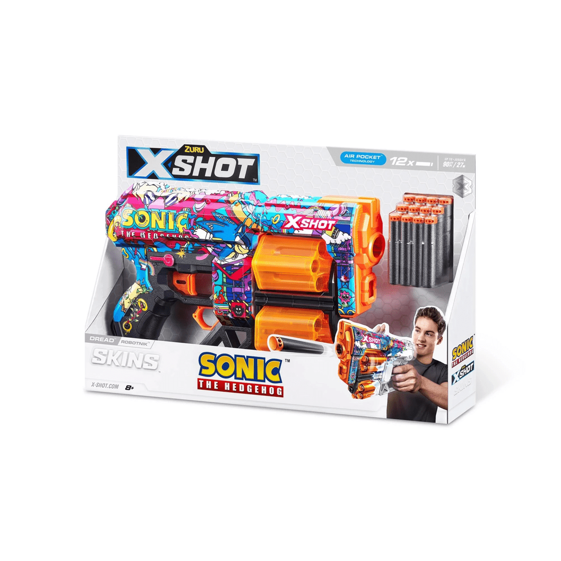 10 XSHOT Skins Sonic Dread Blaster (12 Darts) - Blue, 10 of 10