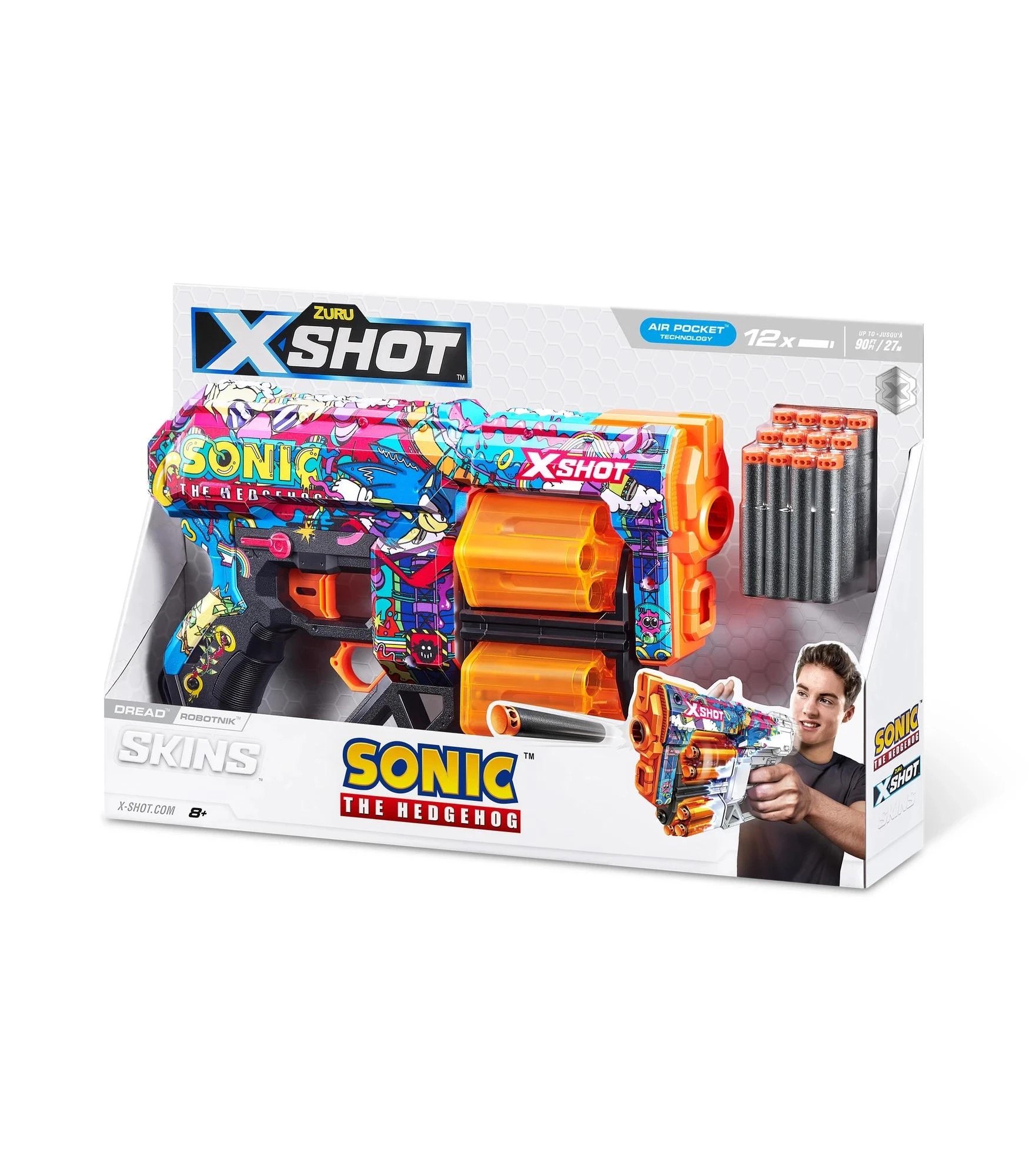 10 XSHOT Skins Sonic Dread Blaster (12 Darts) - Blue, 10 of 10
