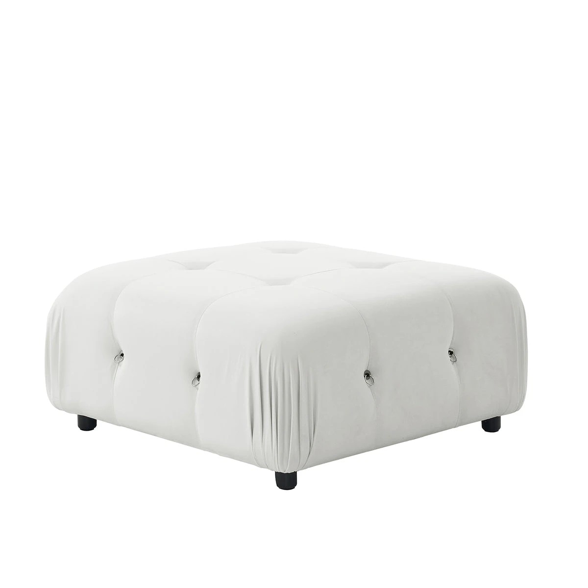 1 Foret 1pc Sofa Ottoman Modular Sectional Armless Tufted Velvet Couch Beige, 1 of 9