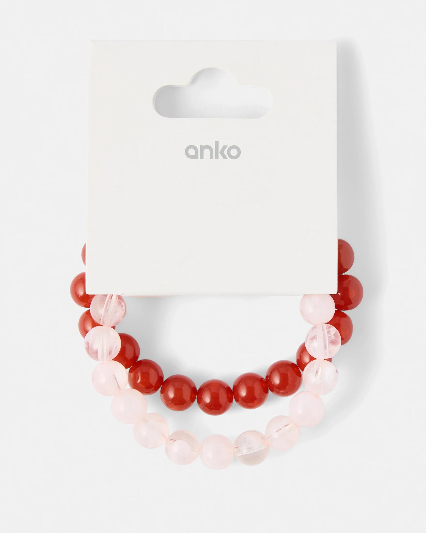 4 2 Pack Stretch Stone Bracelets Pink, 4 of 5