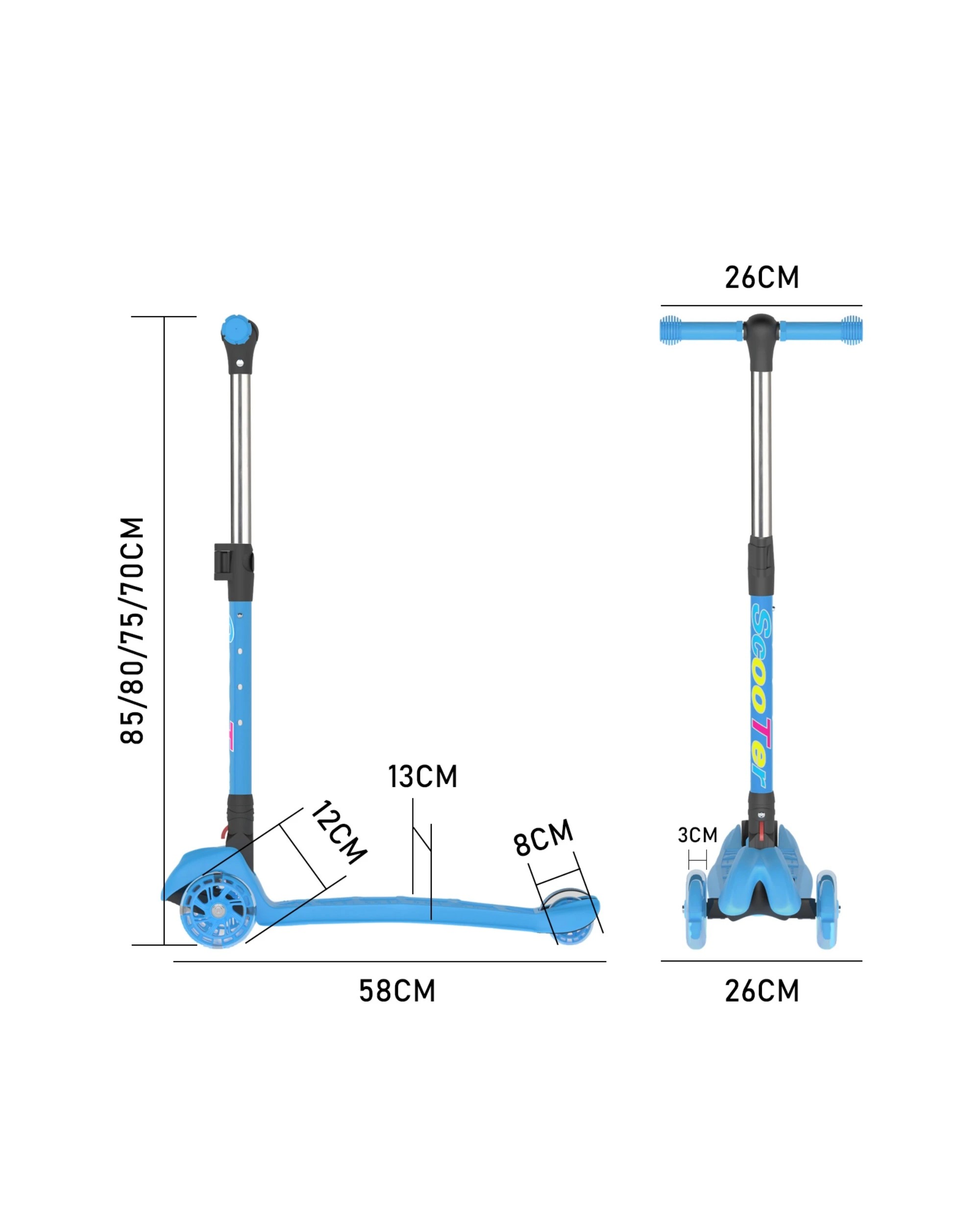2 Advwin Foldable Kids Scooter w/ Music Light Up 3 Wheels Blue, 2 of 10
