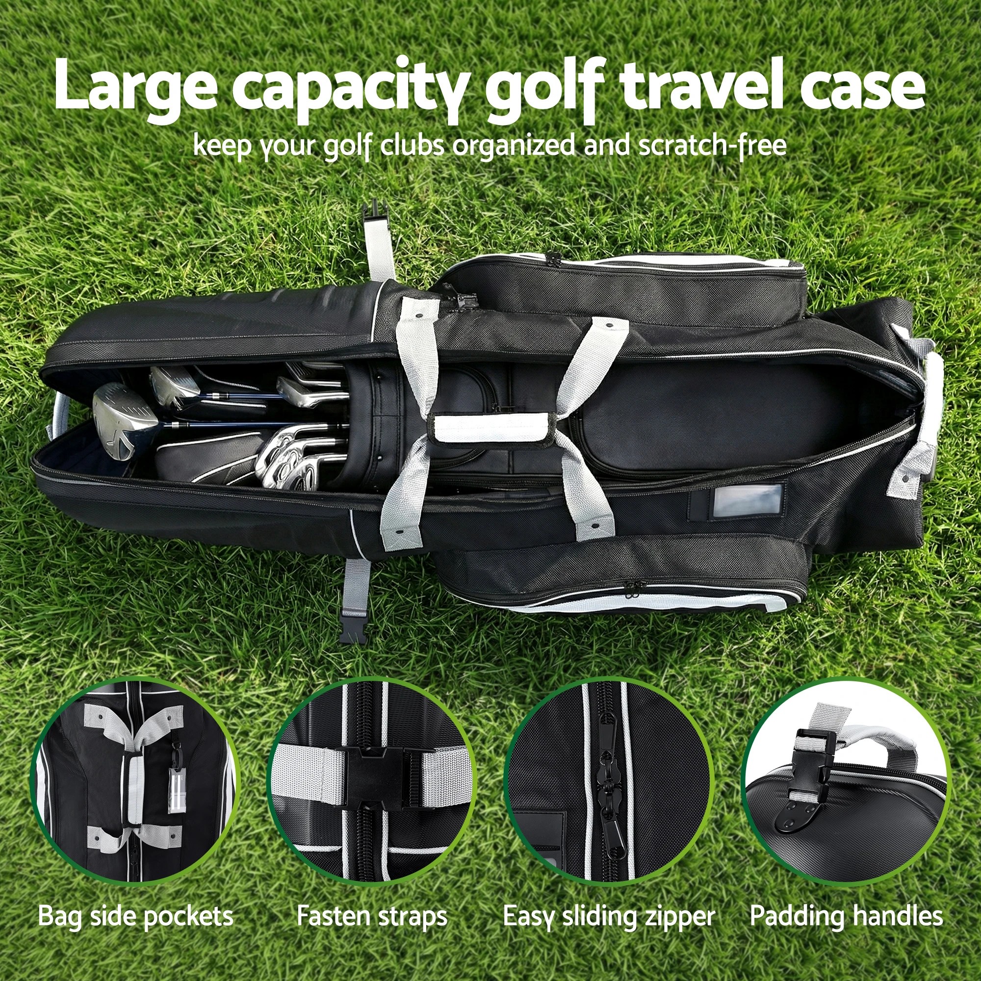 5 Everfit Golf Travel Bags for Airlines with Wheels Golf Clubs Hard Case Foldable - Multi, 5 of 6