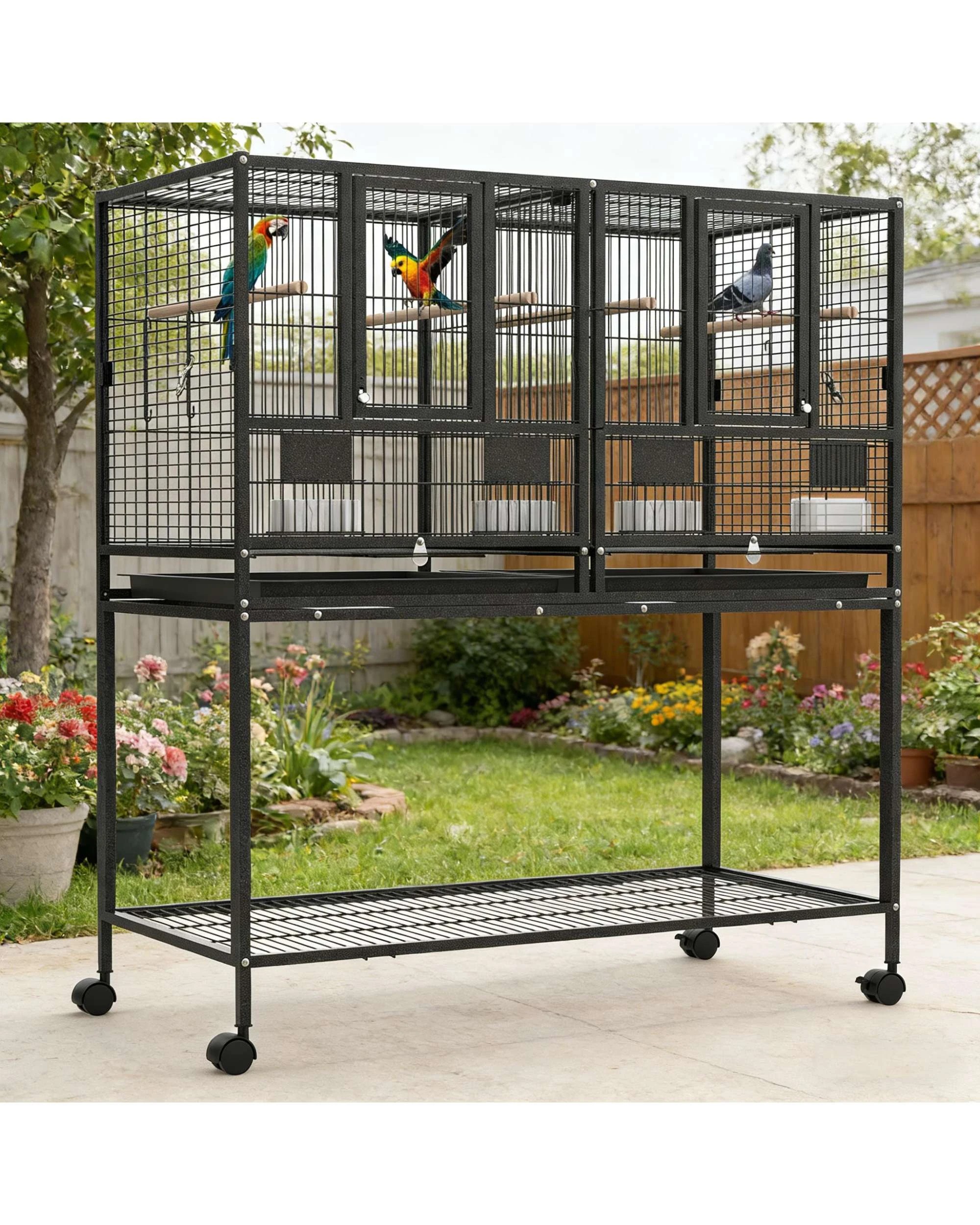 3 Advwin Large Bird Cage 2-in-1 Parrot Aviary, 3 of 7