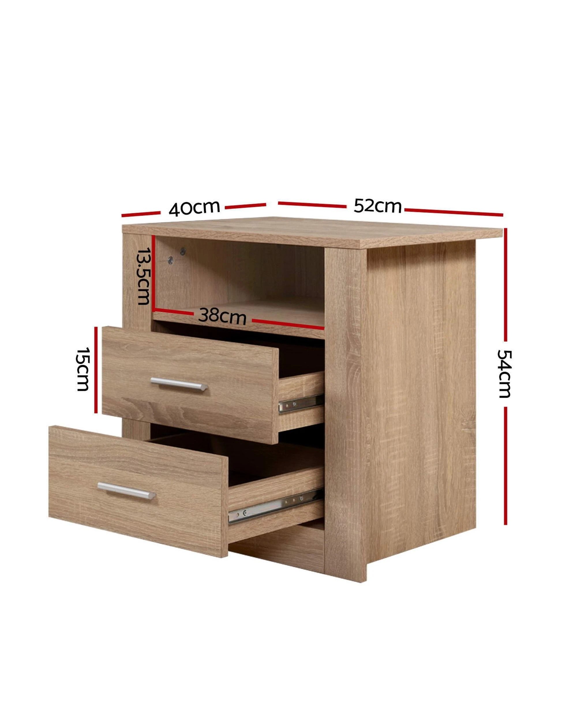 2 Artiss Bedside Table 2 Drawers With Shelf
 - Brown, 2 of 6
