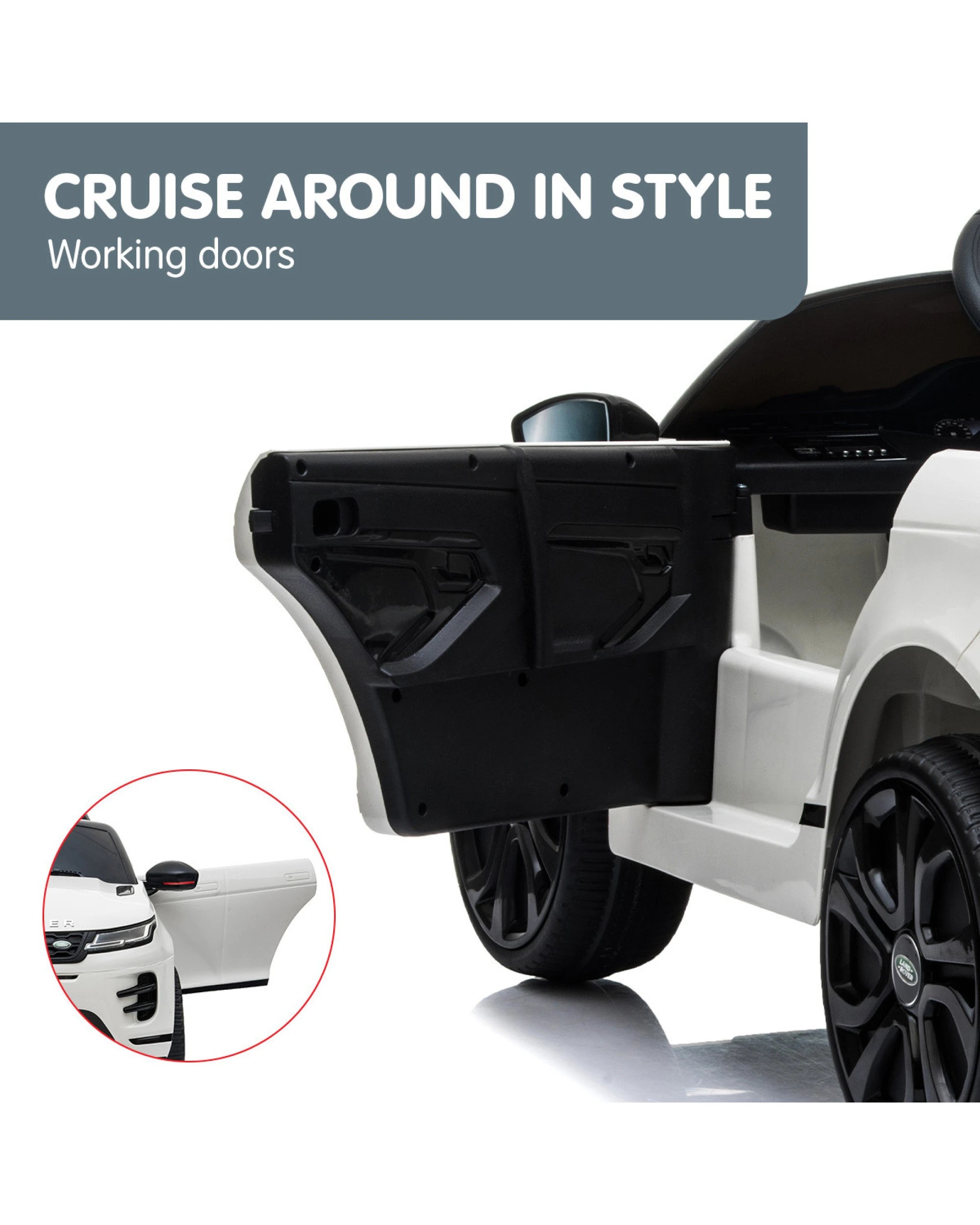 6 Kahuna Land Rover Licensed Kids Electric Ride On Car Remote Control - White, 6 of 10