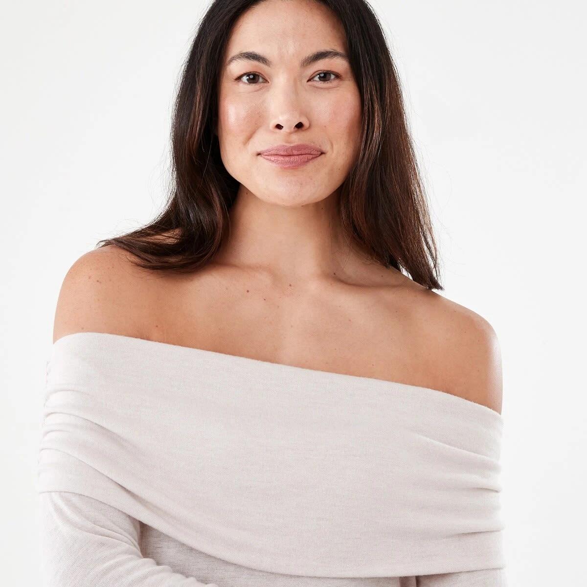 4 Long Sleeve Off Shoulder Top Nat Beige, 4 of 5