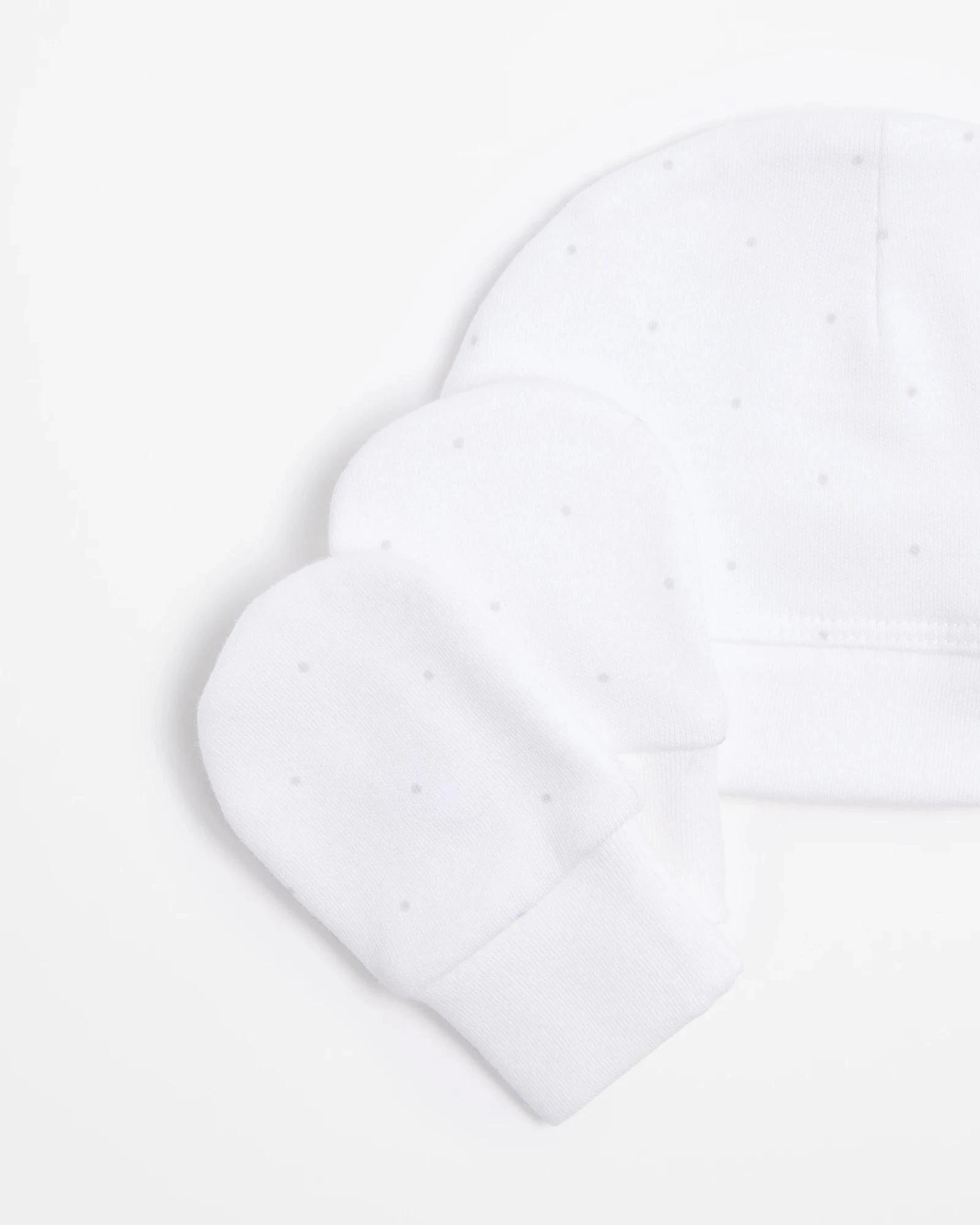 2 Target Baby Baby Organic Cotton Unisex Beanie & Mitten Set WHITE SPOT, 2 of 2