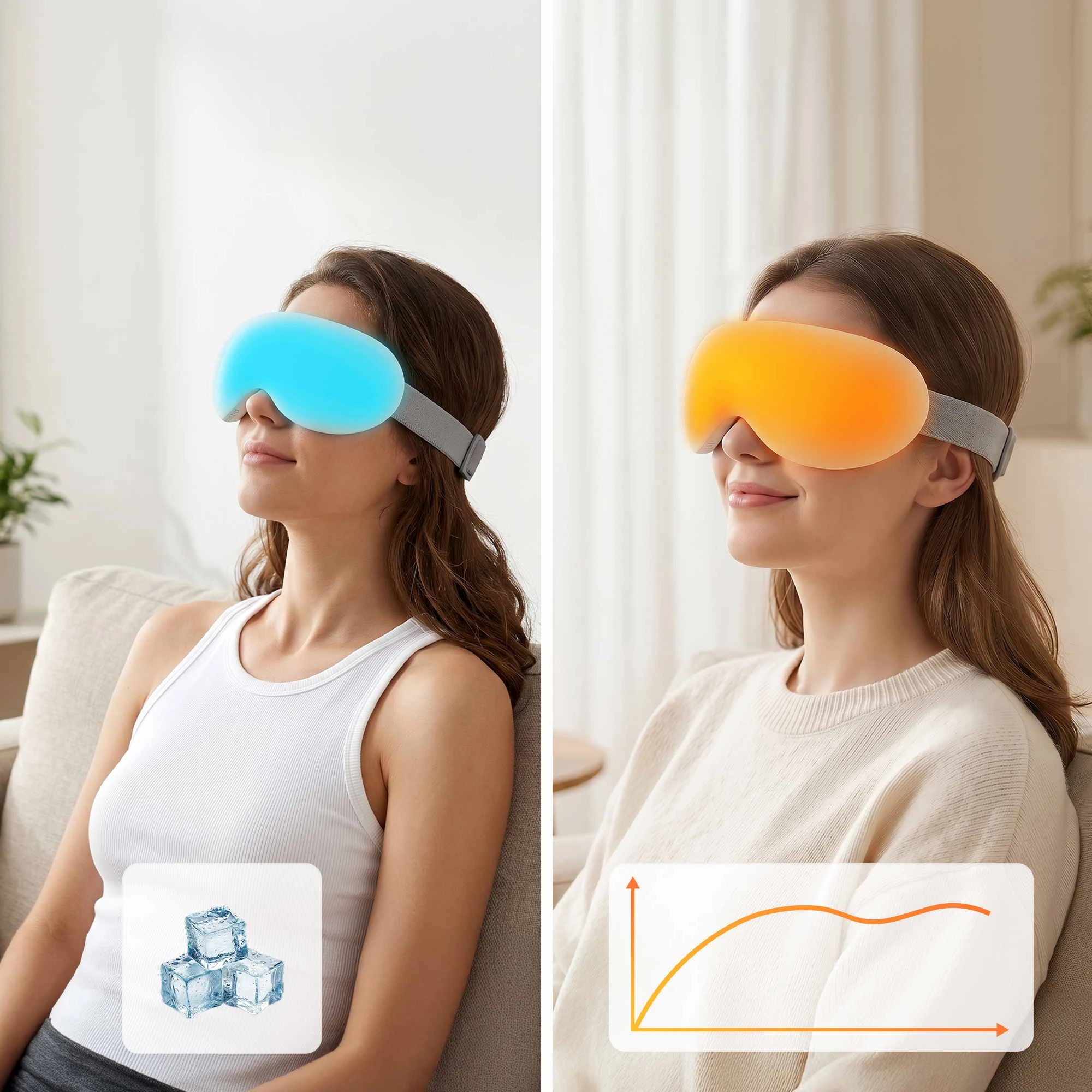6 Livemor Eye Massager with Cooling & Heating with 12 Vibrating Nodes for Migraine Relief Bluetooth Music - White, 6 of 9