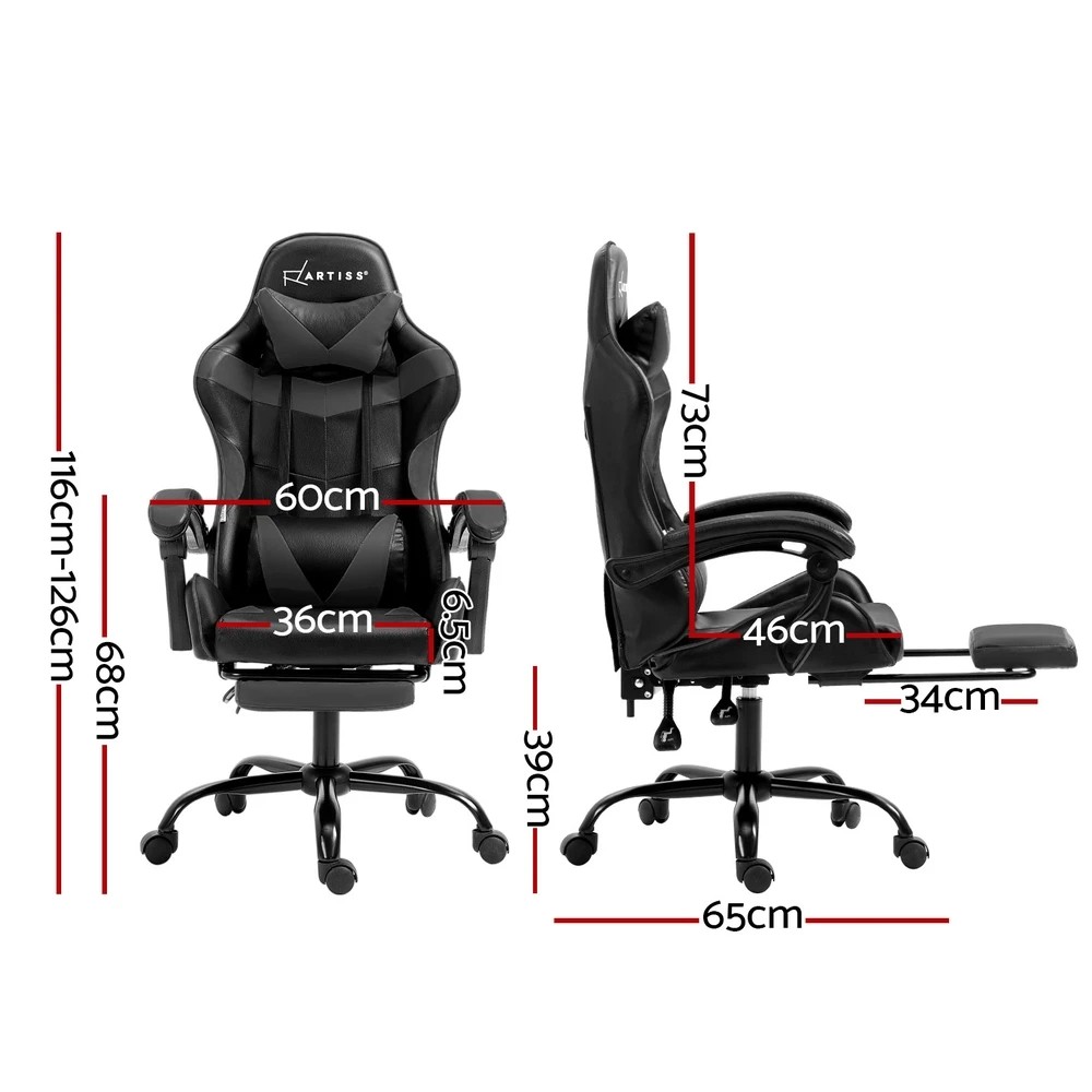 2 Artiss Gaming Office Chair Recliner Footrest - Multi, 2 of 5