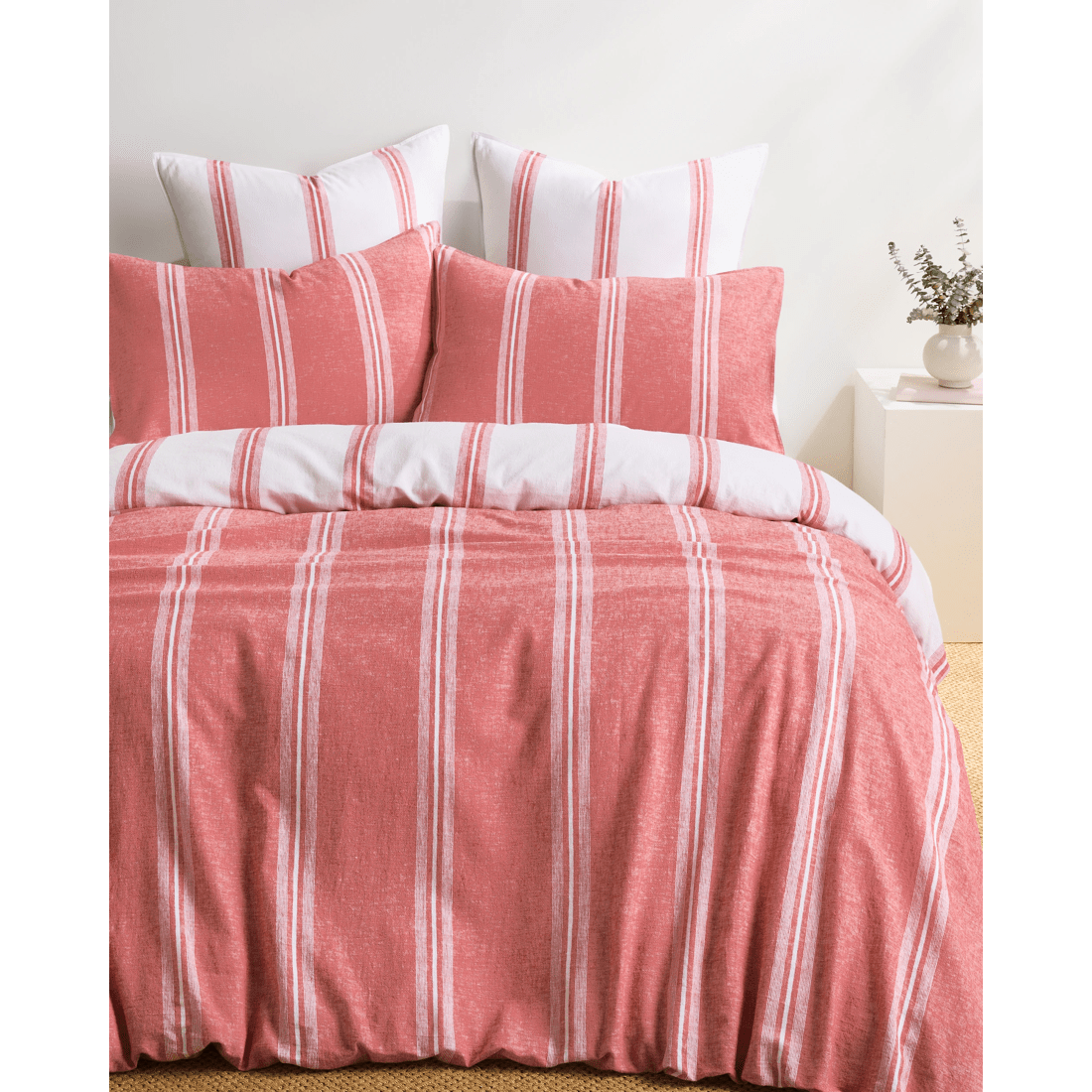 1 Target Rowie Stripe Linen/cotton Quilt Cover Set
 - Queen Bed
 - Red, 1 of 3