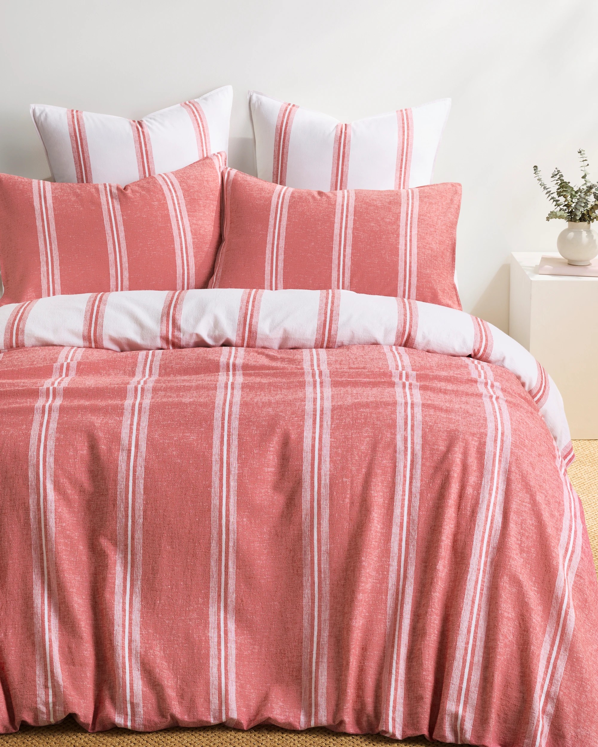 1 Target Rowie Stripe Linen/cotton Quilt Cover Set
 - Queen Bed
 - Red, 1 of 3