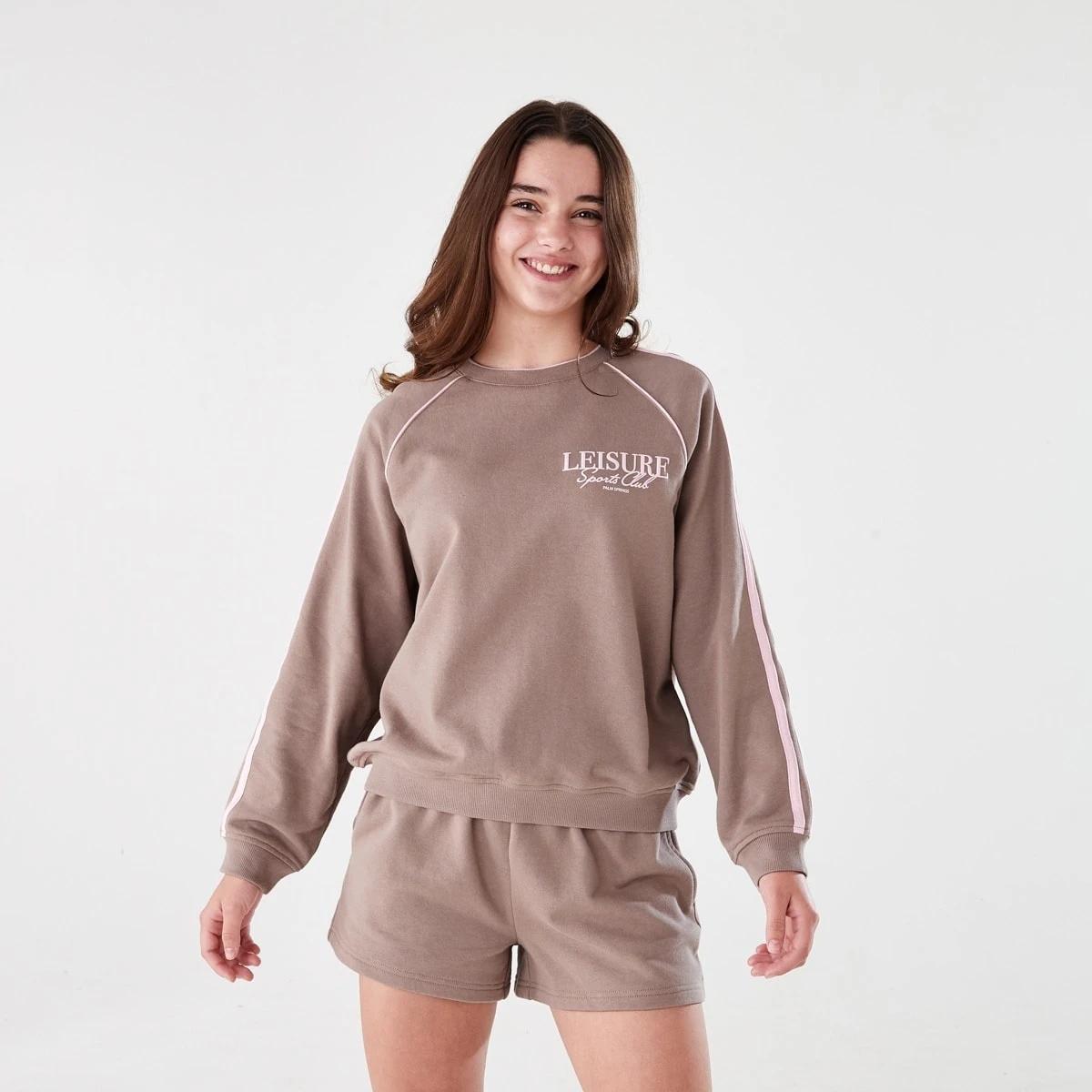 1 French Terry Crew Sweatshirt LEISURE PALM SPRINGS BROWN, 1 of 9