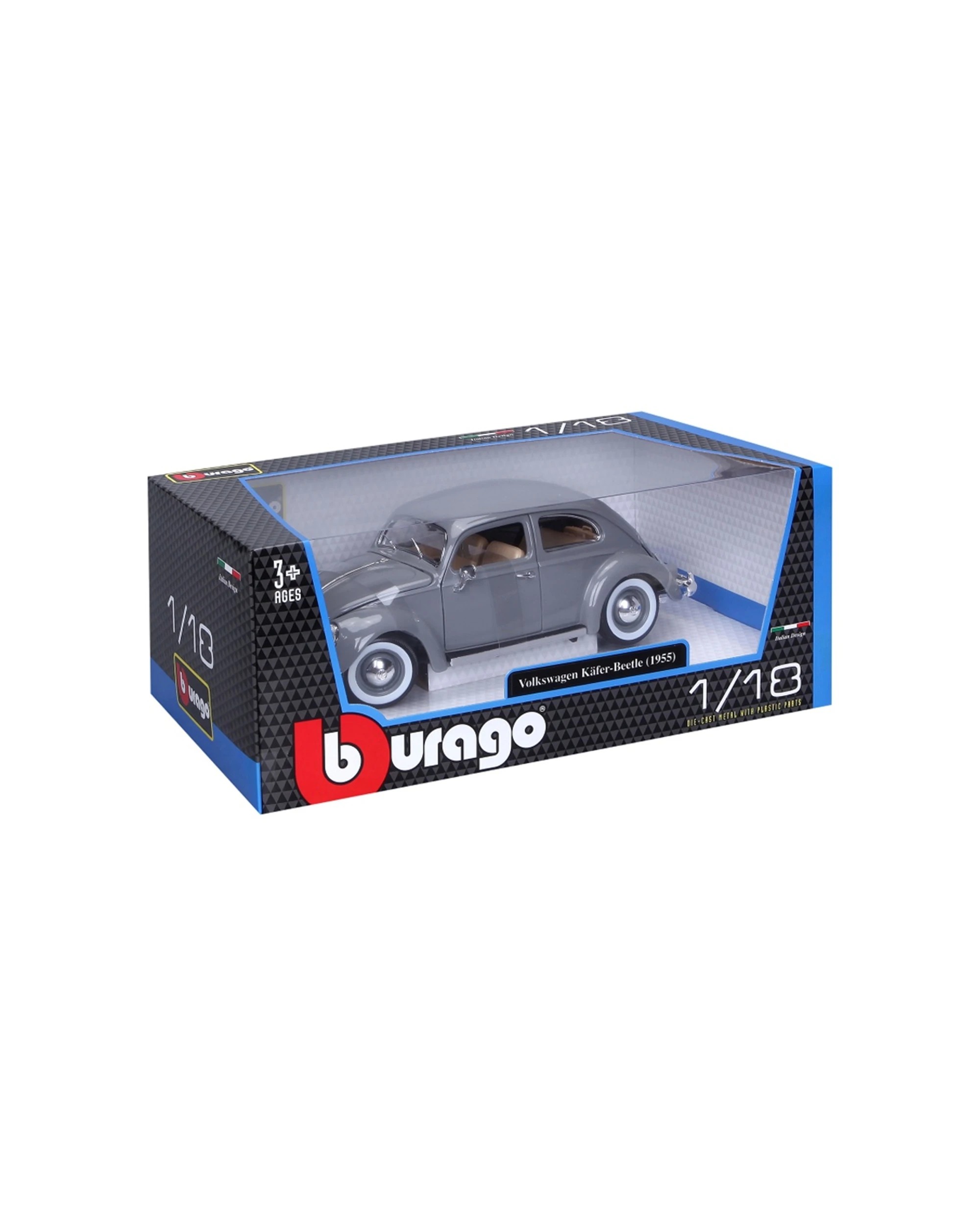 5 Bburago 1955 Volkswagen Beetle Model Car Collectible Replica Toy - Grey, 5 of 7