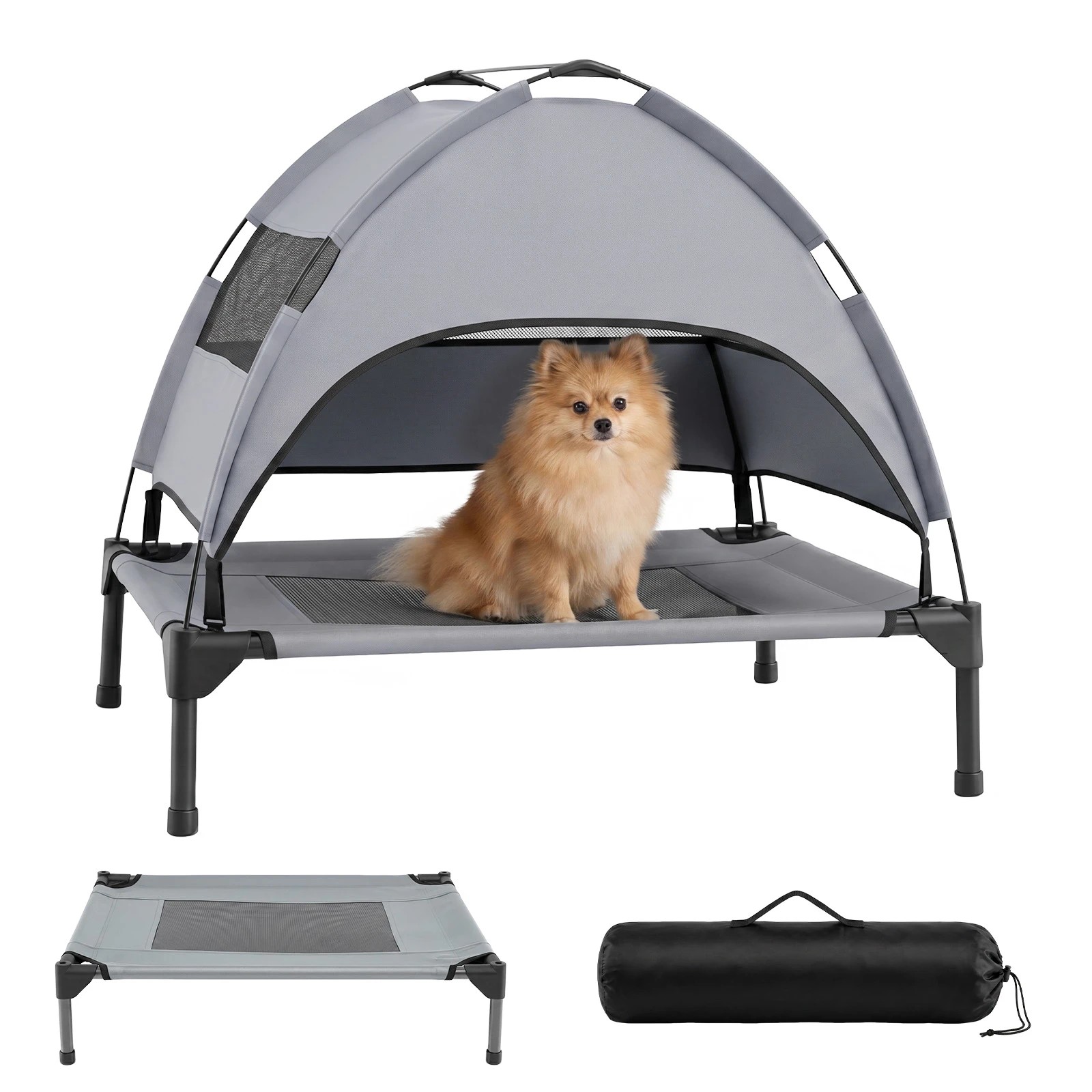 3 Costway Elevated Dog Bed Raised Pet Bed w/Canopy 78.5 x 63 x 70cm, 3 of 3