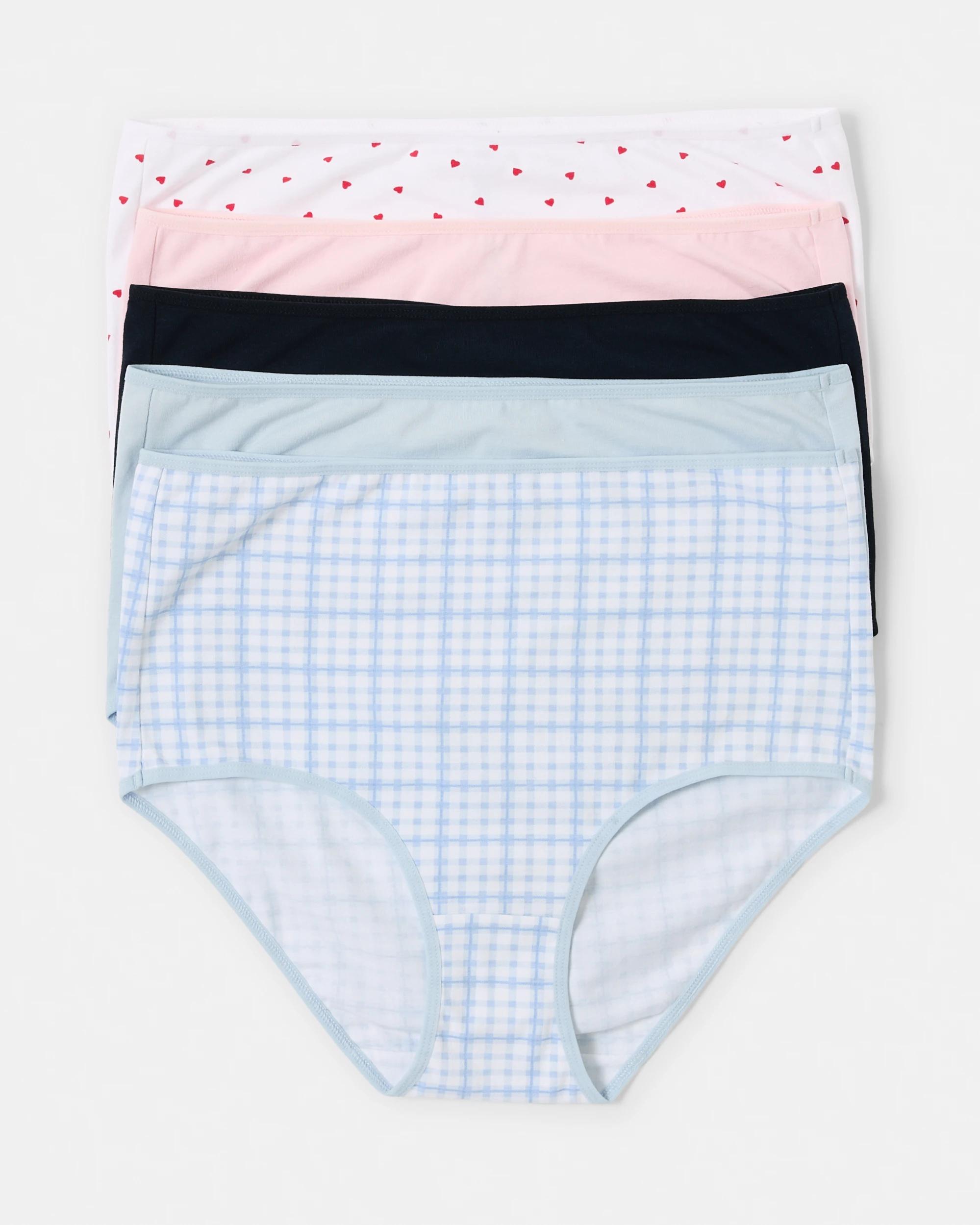 1 5 Pack Cotton Stretch Full Briefs Mini Heart, 1 of 10