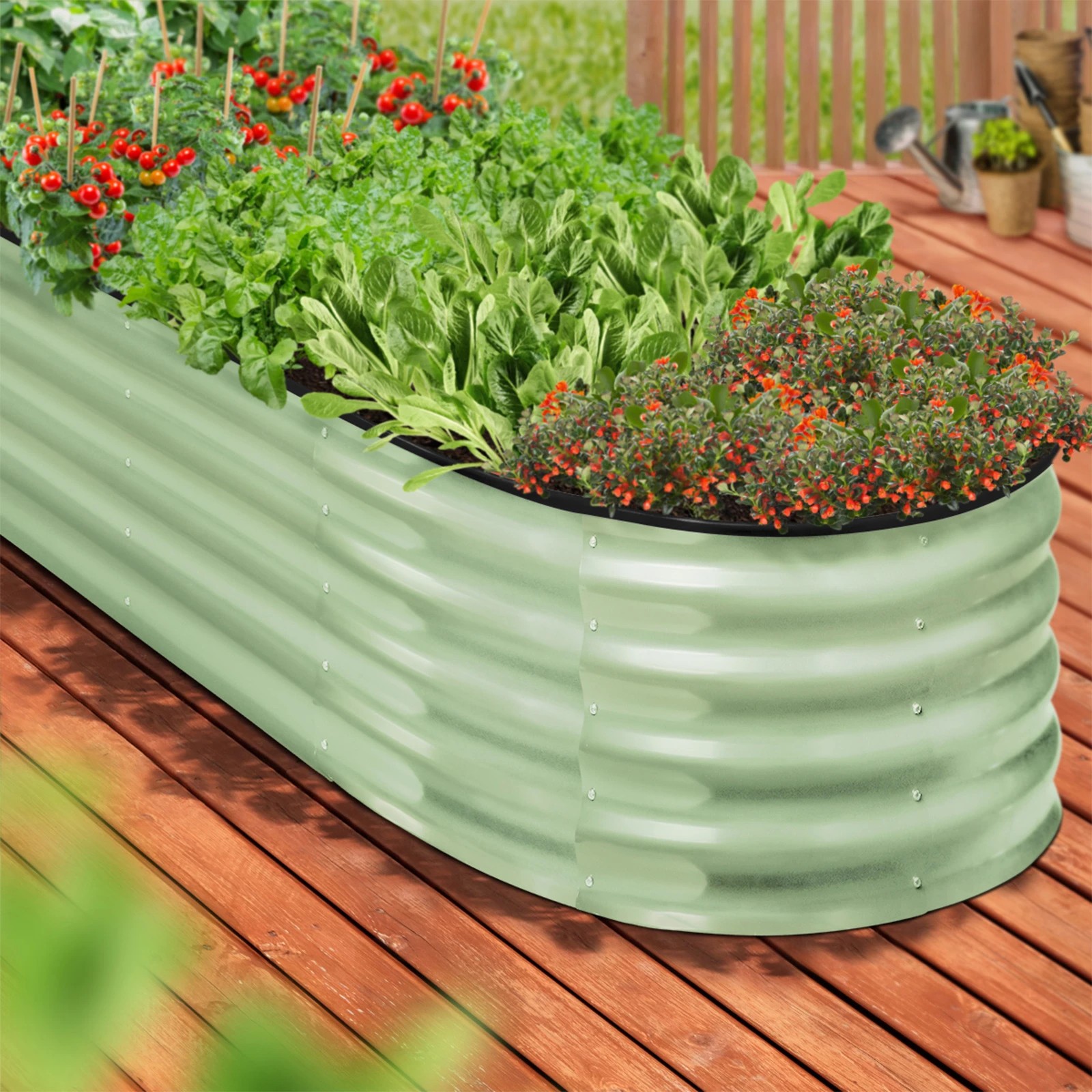 4 Livsip Garden Bed 240x80x42cm Planter Box Raised Container Galvanised - Green, 4 of 8