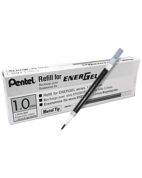 Pentel Energel Rollerball Pen 1.0mm Refills Black 12 Pack