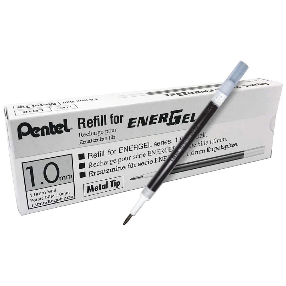1 Pentel Energel Rollerball Pen 1.0mm Refills Black 12 Pack, 1 of 3