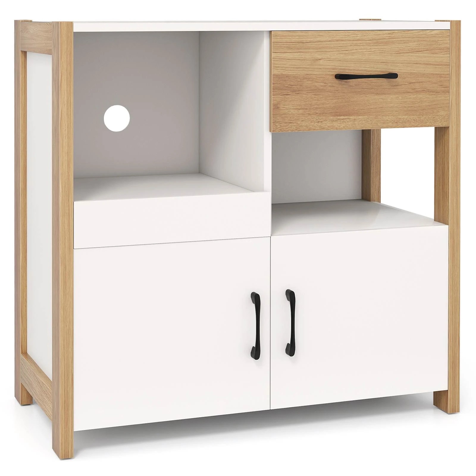 1 Costway Kitchen Storage Cabinet Farmhouse Coffee Bar Cabinet - White, 1 of 1