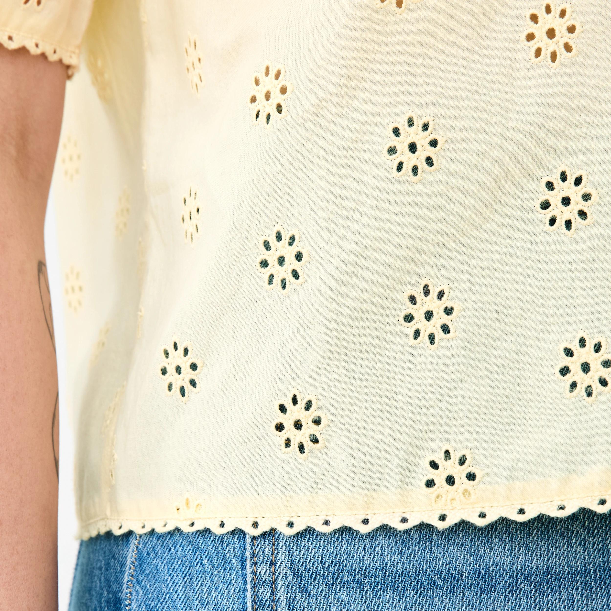 7 Short Sleeve Broderie Shirt Fln Yellow, 7 of 7