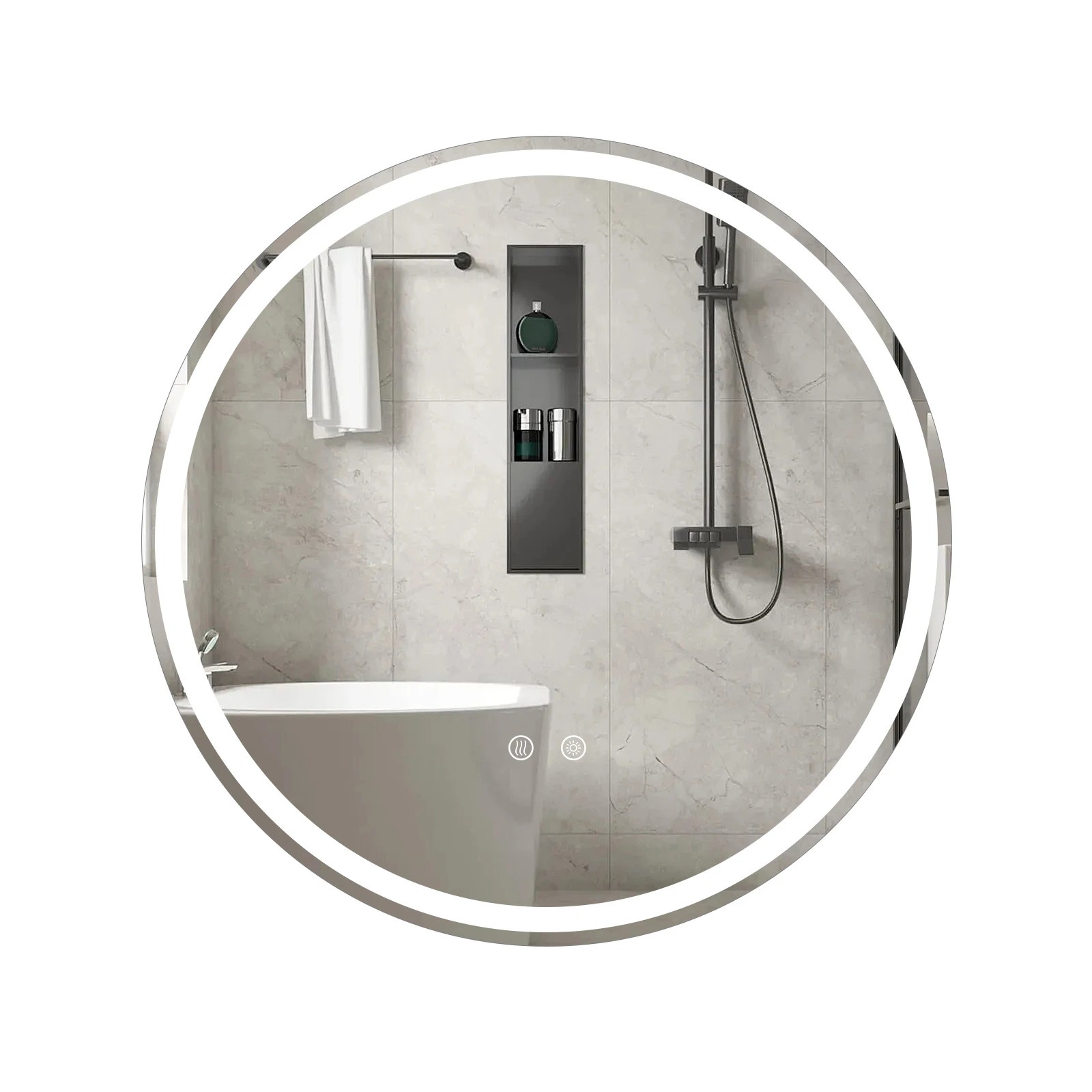 6 Costway 70cm Round LED Bathroom Mirror Wall-mounted Backlit Vanity Mirror, 6 of 6