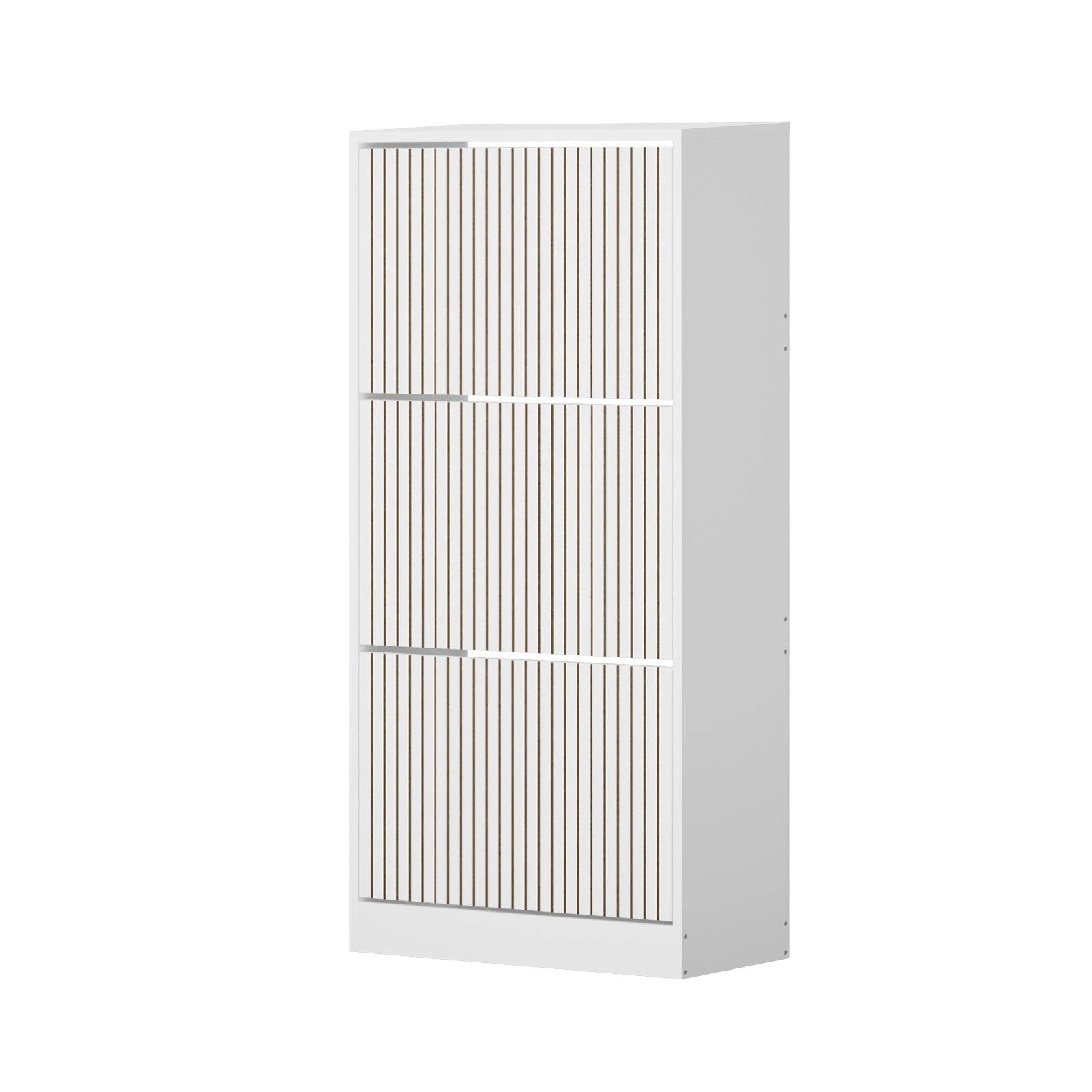 1 Oikiture Shoe Rack Storage Cabinet Organiser Drawers 3 Doors
 - White, 1 of 10