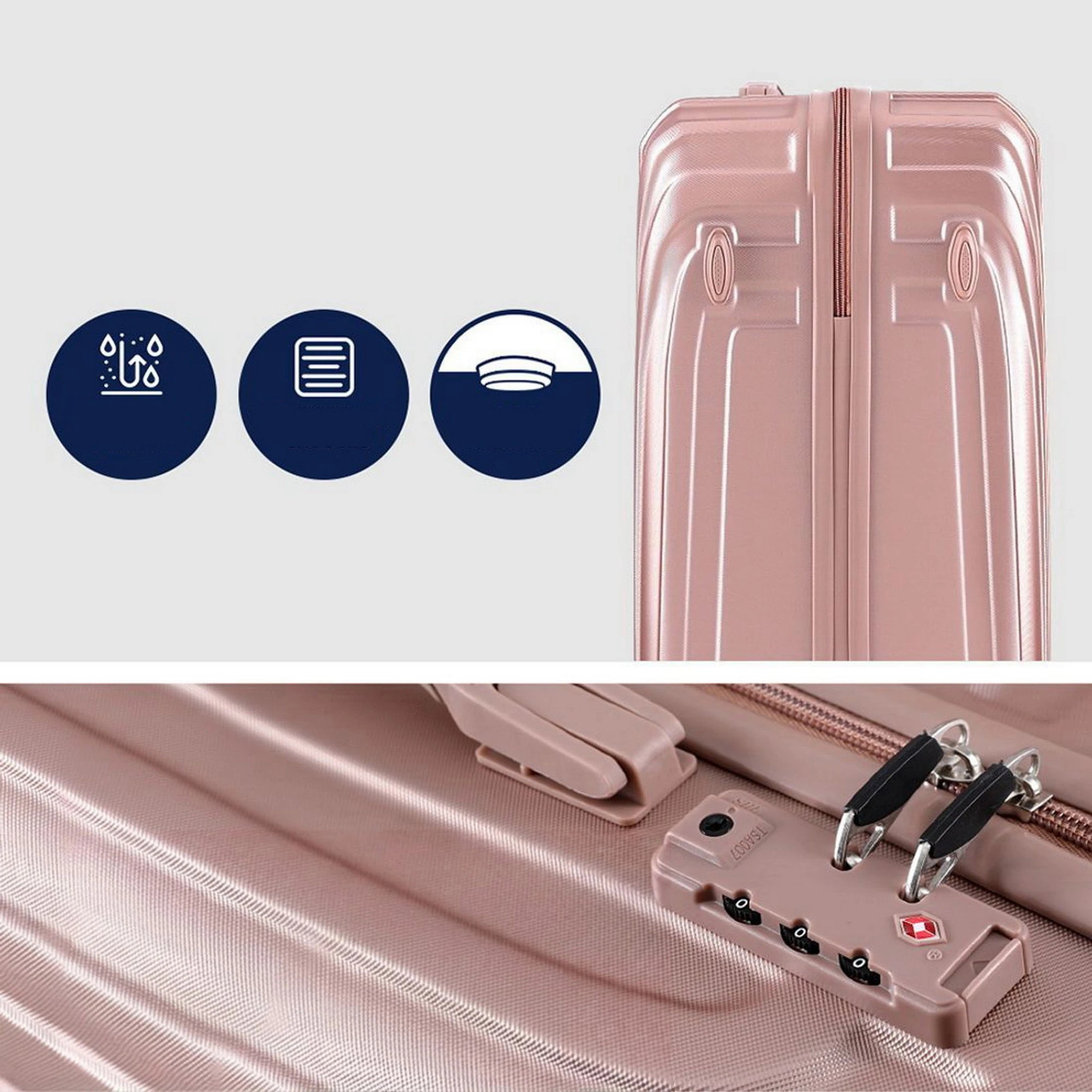 3 Wanderlite 3pc Luggage Trolley Set Suitcase Travel TSA Hard Case Carry On - Pink, 3 of 5