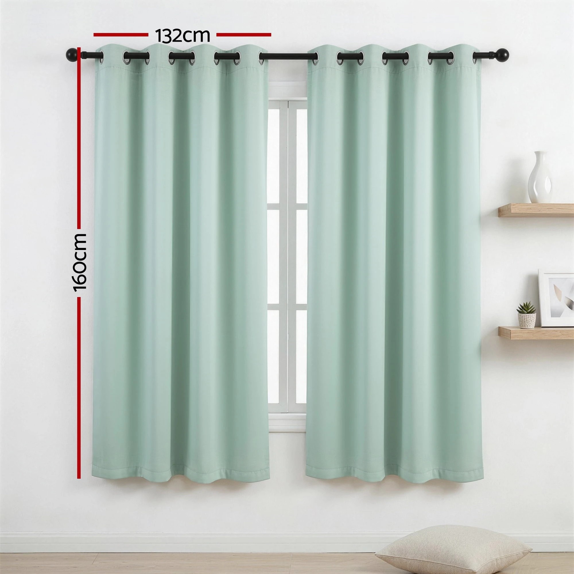 2 Artiss Blockout Curtains 2X 132x160cm Thermal Insulated Eyelet Drapes - Green, 2 of 4