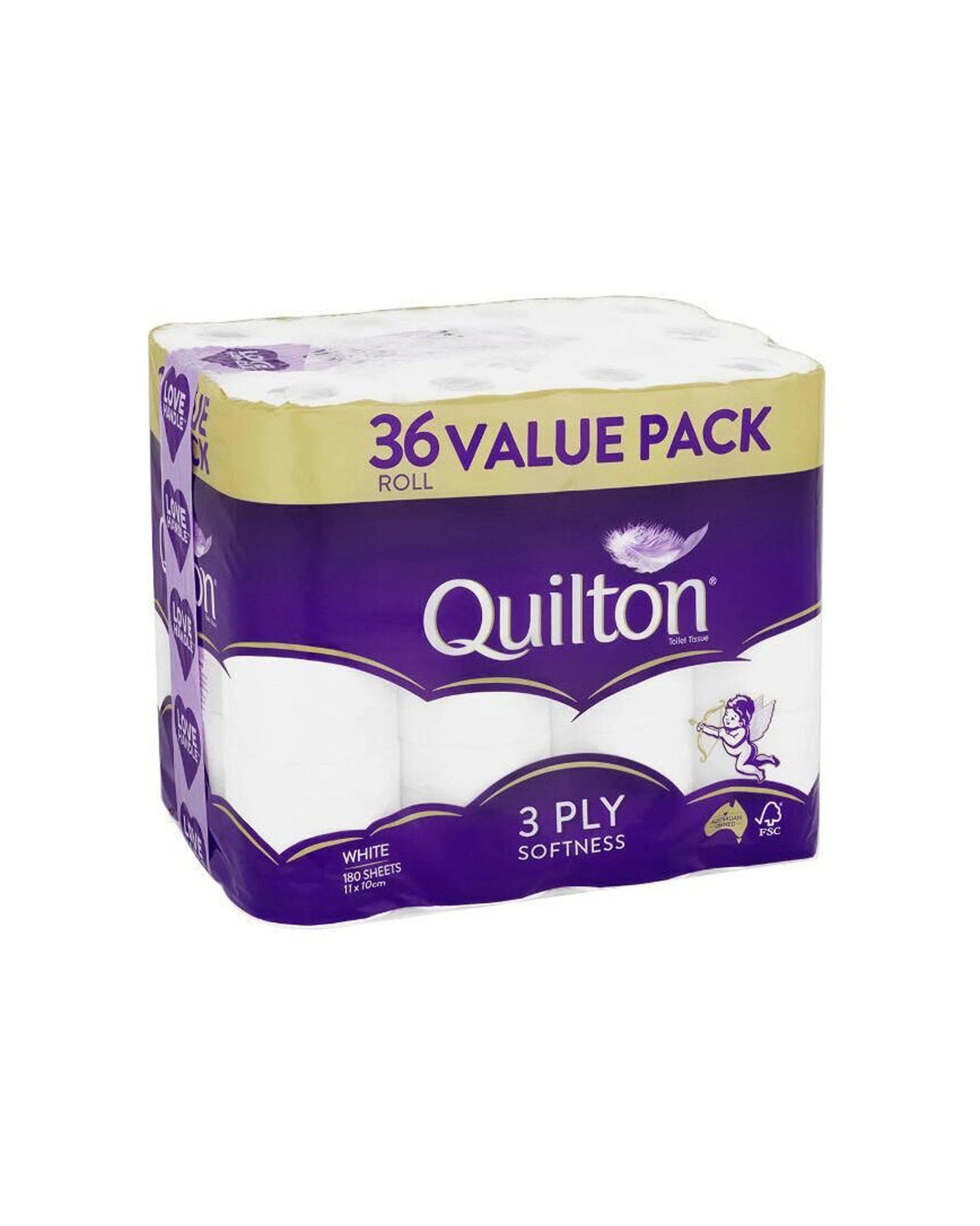 2 Quilton 2x 36pc Toilet Tissue Roll 3-Ply Softness 180 Sheets - White, 2 of 2